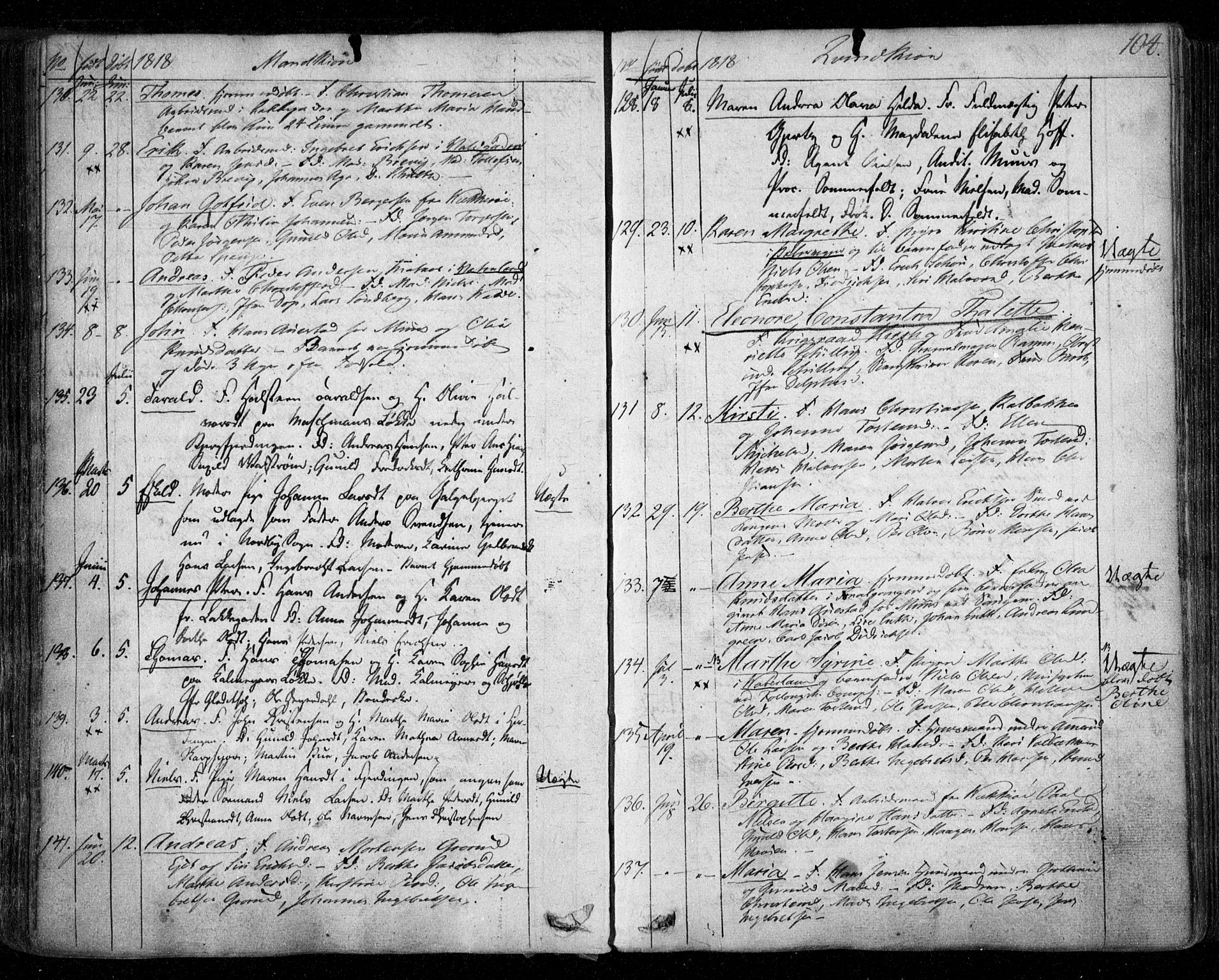 Aker prestekontor kirkebøker, SAO/A-10861/F/L0011: Parish register (official) no. 11, 1810-1819, p. 104