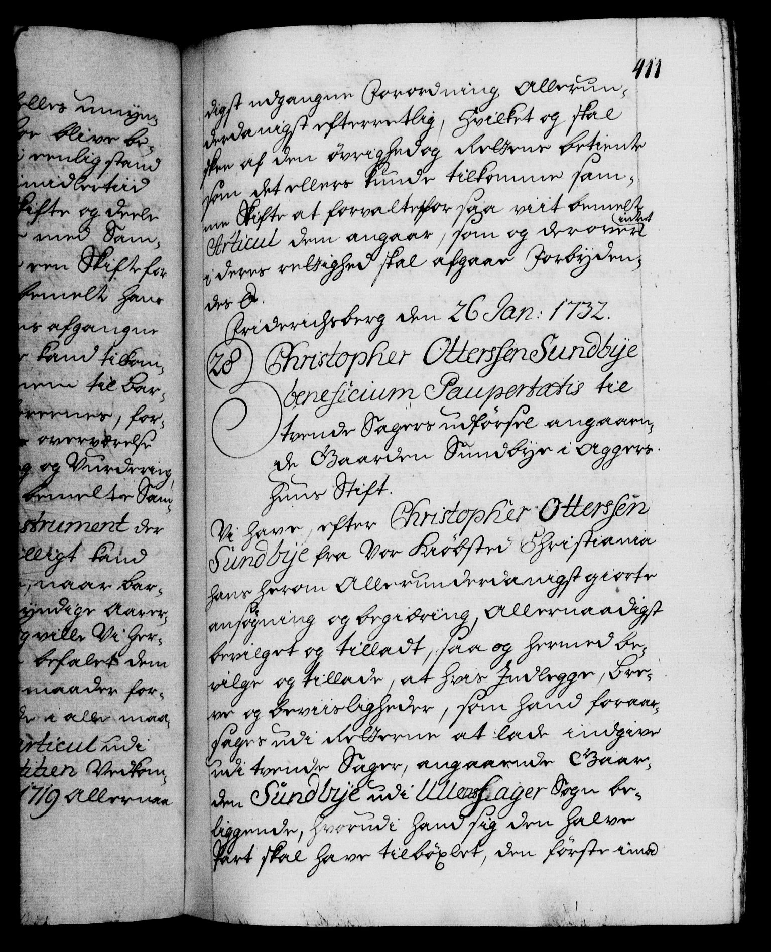 Danske Kanselli 1572-1799, AV/RA-EA-3023/F/Fc/Fca/Fcaa/L0027: Norske registre, 1730-1732, p. 411a