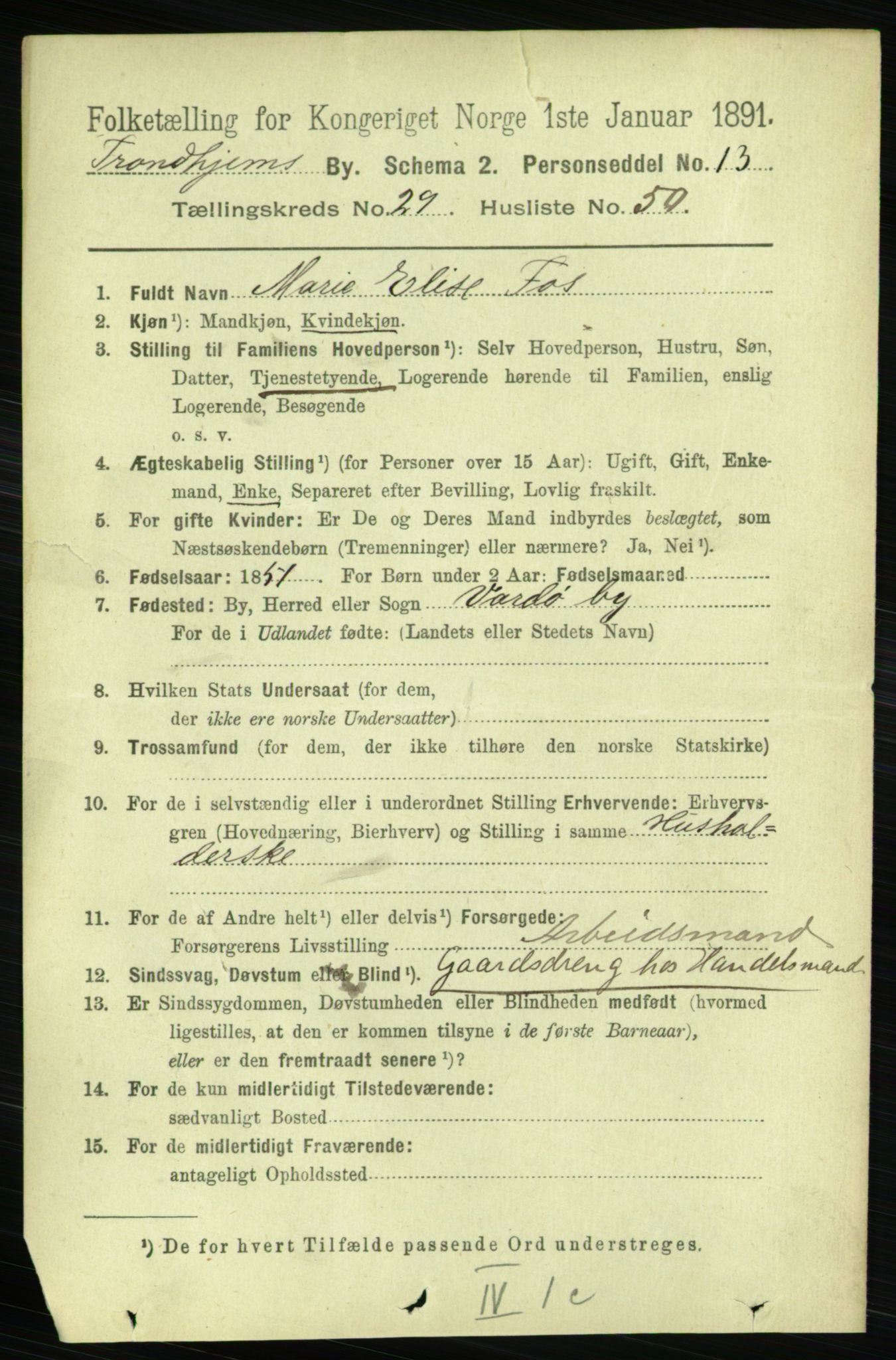 RA, 1891 census for 1601 Trondheim, 1891, p. 22220