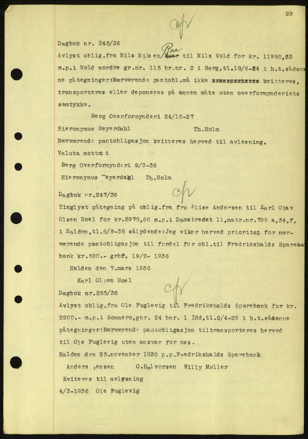 Idd og Marker sorenskriveri, AV/SAO-A-10283/G/Gb/Gbc/L0001: Mortgage book no. B1-3, 1936-1939, Diary no: : 245/1936