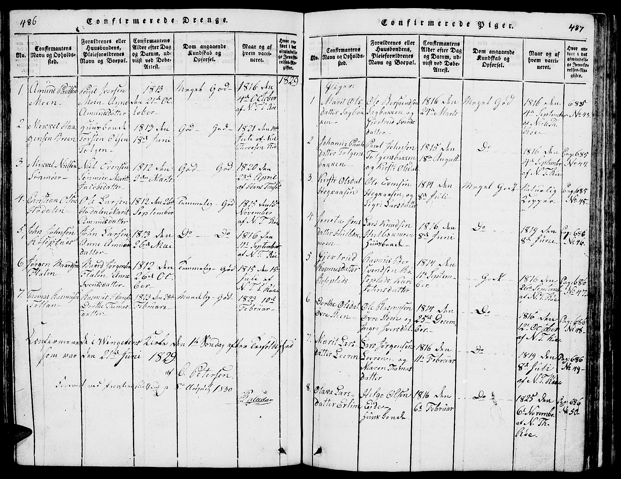 Tolga prestekontor, AV/SAH-PREST-062/L/L0001: Parish register (copy) no. 1, 1814-1877, p. 486-487