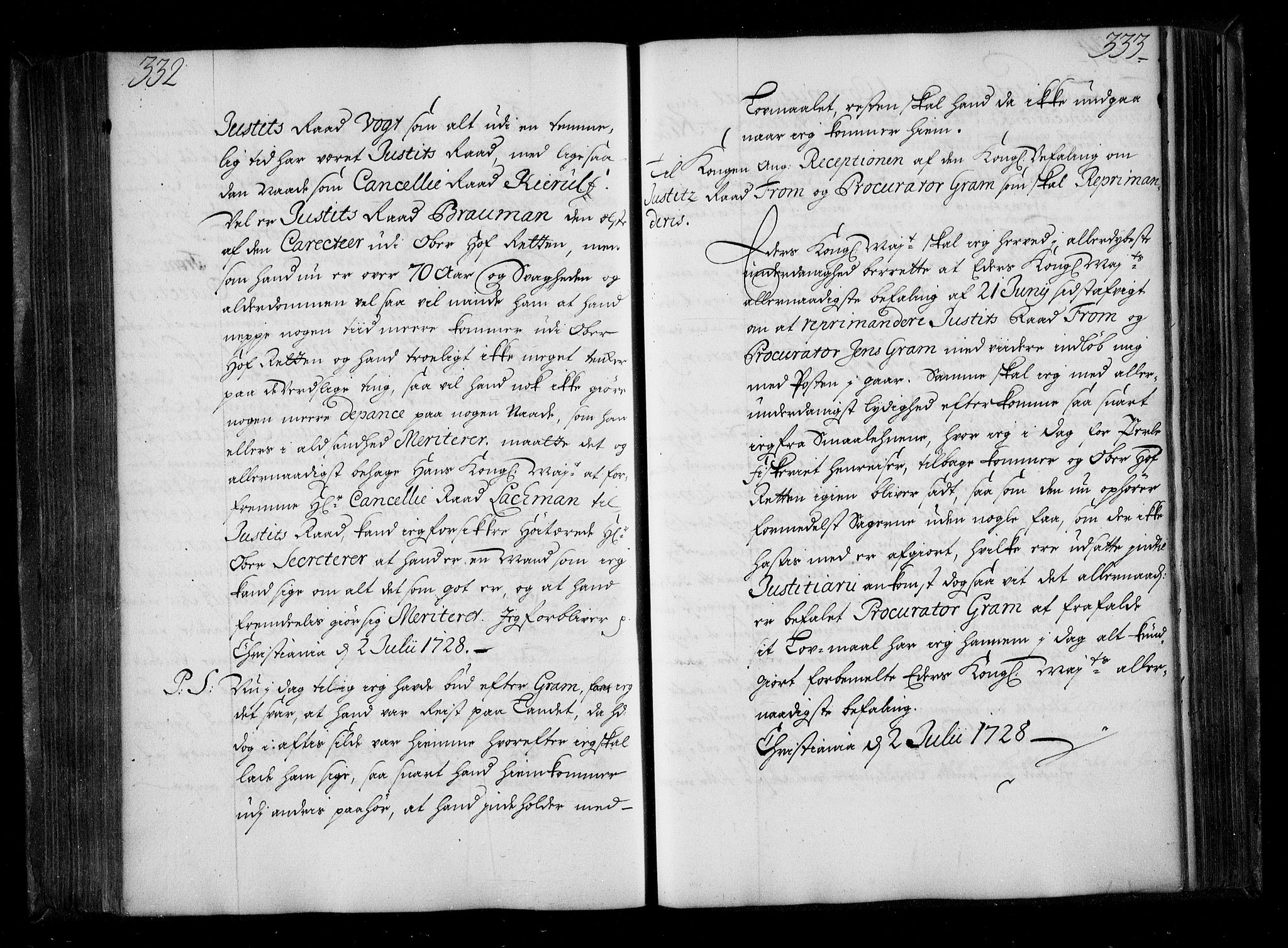 Stattholderembetet 1572-1771, AV/RA-EA-2870/Be/L0009: Allmenn kopibok, ikke autorisert, 1727-1729, p. 332-333