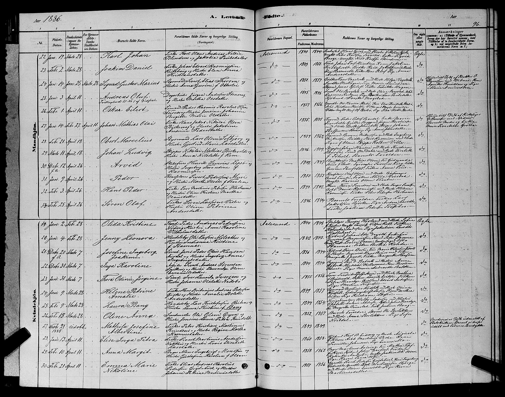 Ministerialprotokoller, klokkerbøker og fødselsregistre - Møre og Romsdal, SAT/A-1454/529/L0466: Parish register (copy) no. 529C03, 1878-1888, p. 96