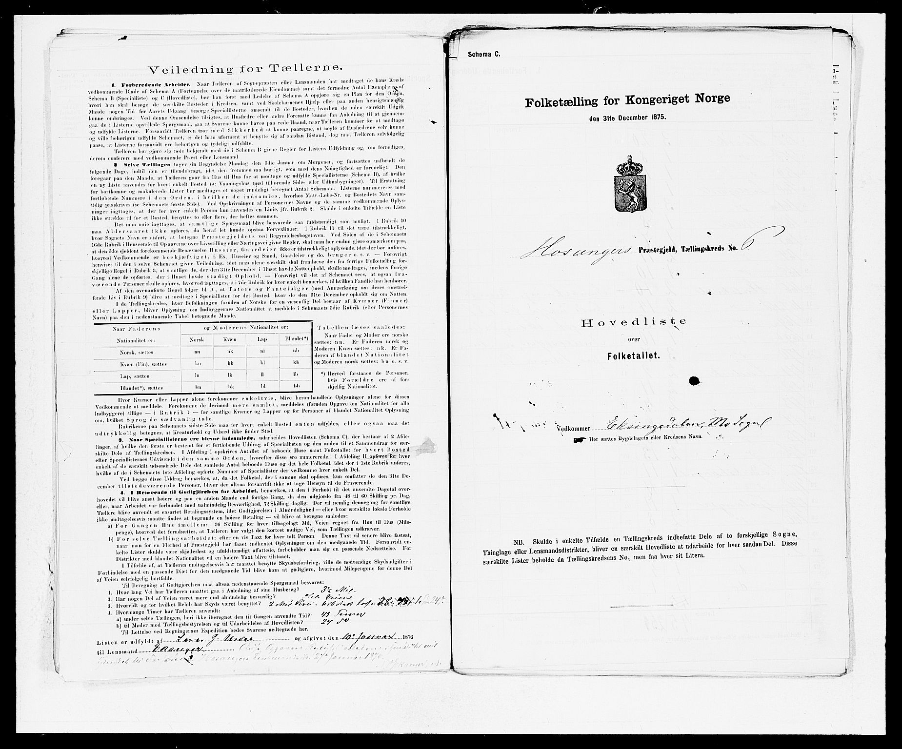 SAB, 1875 census for 1253P Hosanger, 1875, p. 12