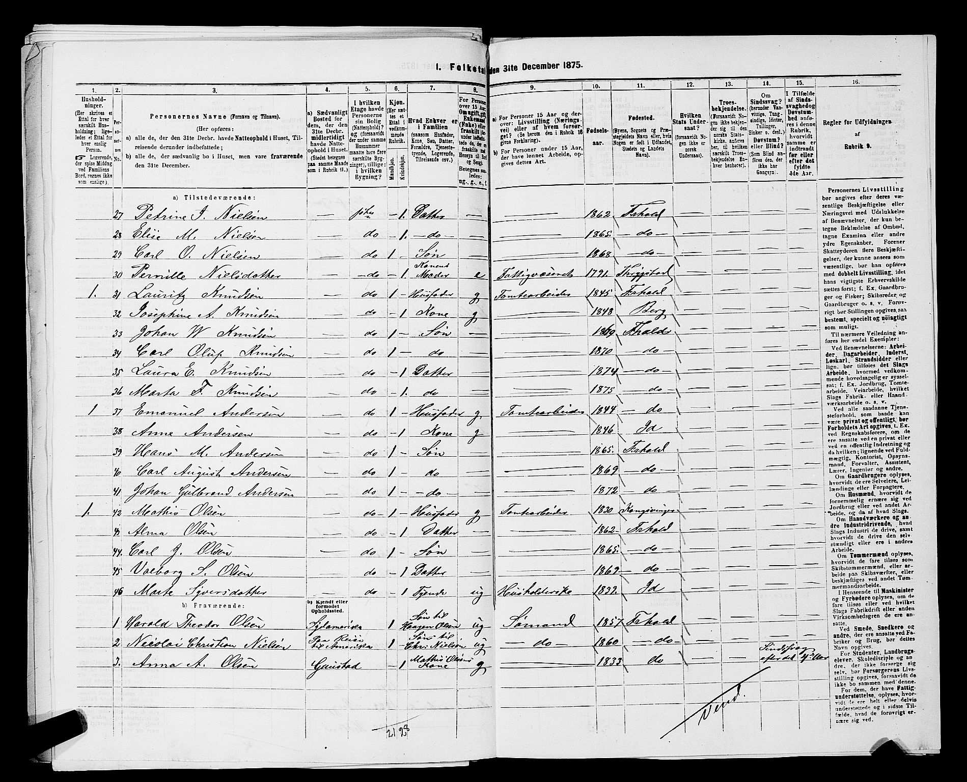 RA, 1875 census for 0101P Fredrikshald, 1875, p. 831