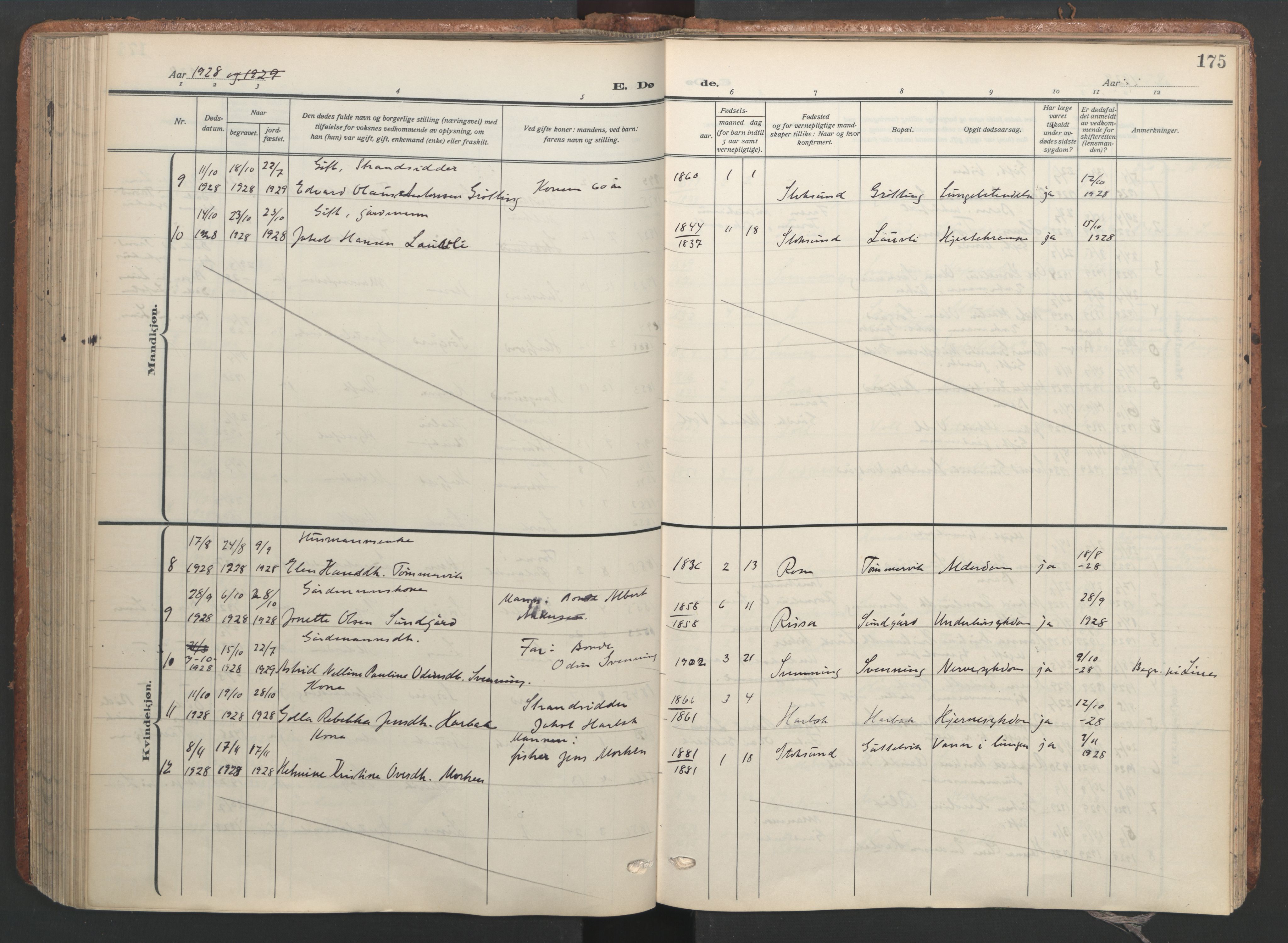 Ministerialprotokoller, klokkerbøker og fødselsregistre - Sør-Trøndelag, SAT/A-1456/656/L0694: Parish register (official) no. 656A03, 1914-1931, p. 175