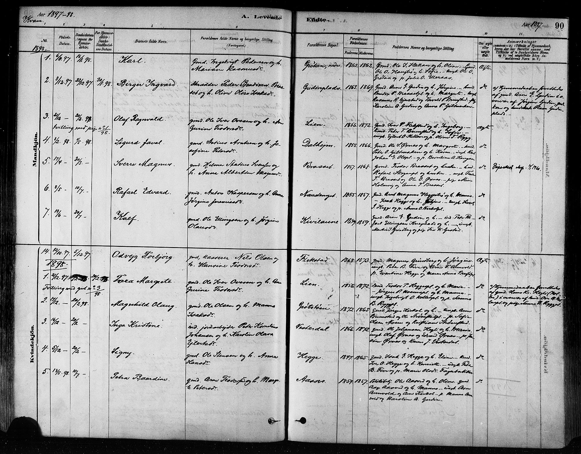 Ministerialprotokoller, klokkerbøker og fødselsregistre - Nord-Trøndelag, AV/SAT-A-1458/746/L0449: Parish register (official) no. 746A07 /2, 1878-1899, p. 90