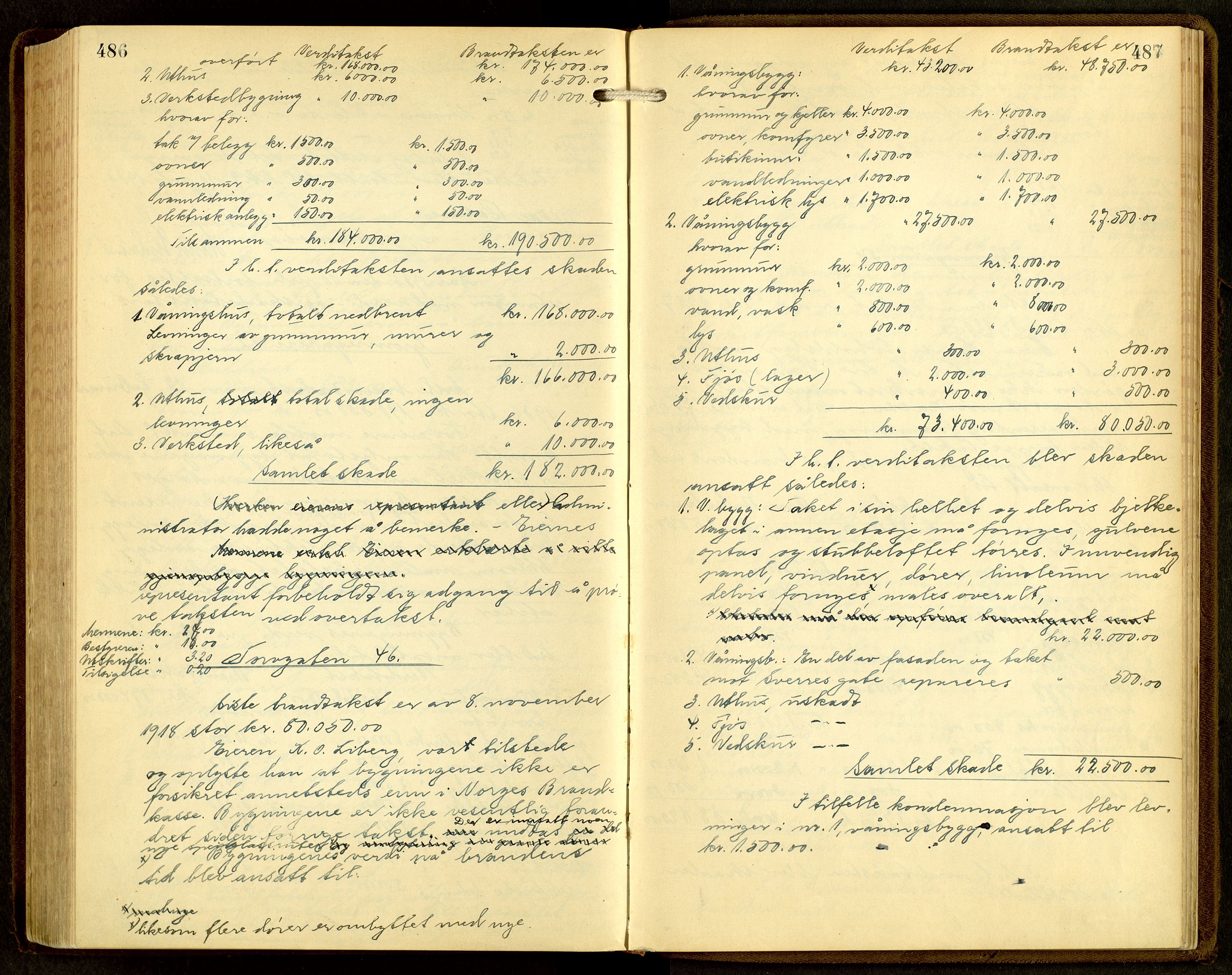 Norges Brannkasse, Hamar, AV/SAH-NBRANH-006/F/Fa/L0009: Branntakstprotokoll, 1927-1938, p. 486-487