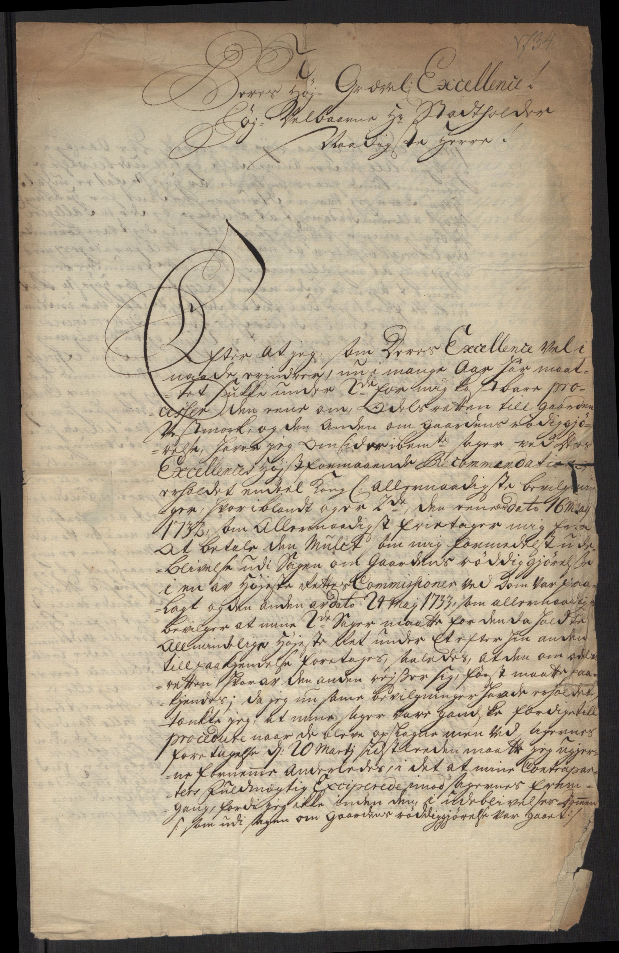 Stattholderembetet 1572-1771, AV/RA-EA-2870/Ef/L0107: Brev fra embetsmenn og andre, 1733-1734, p. 222