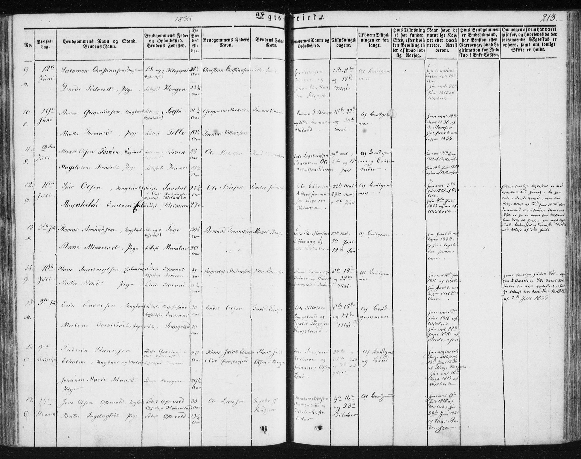 Sund sokneprestembete, AV/SAB-A-99930: Parish register (official) no. A 13, 1835-1849, p. 213