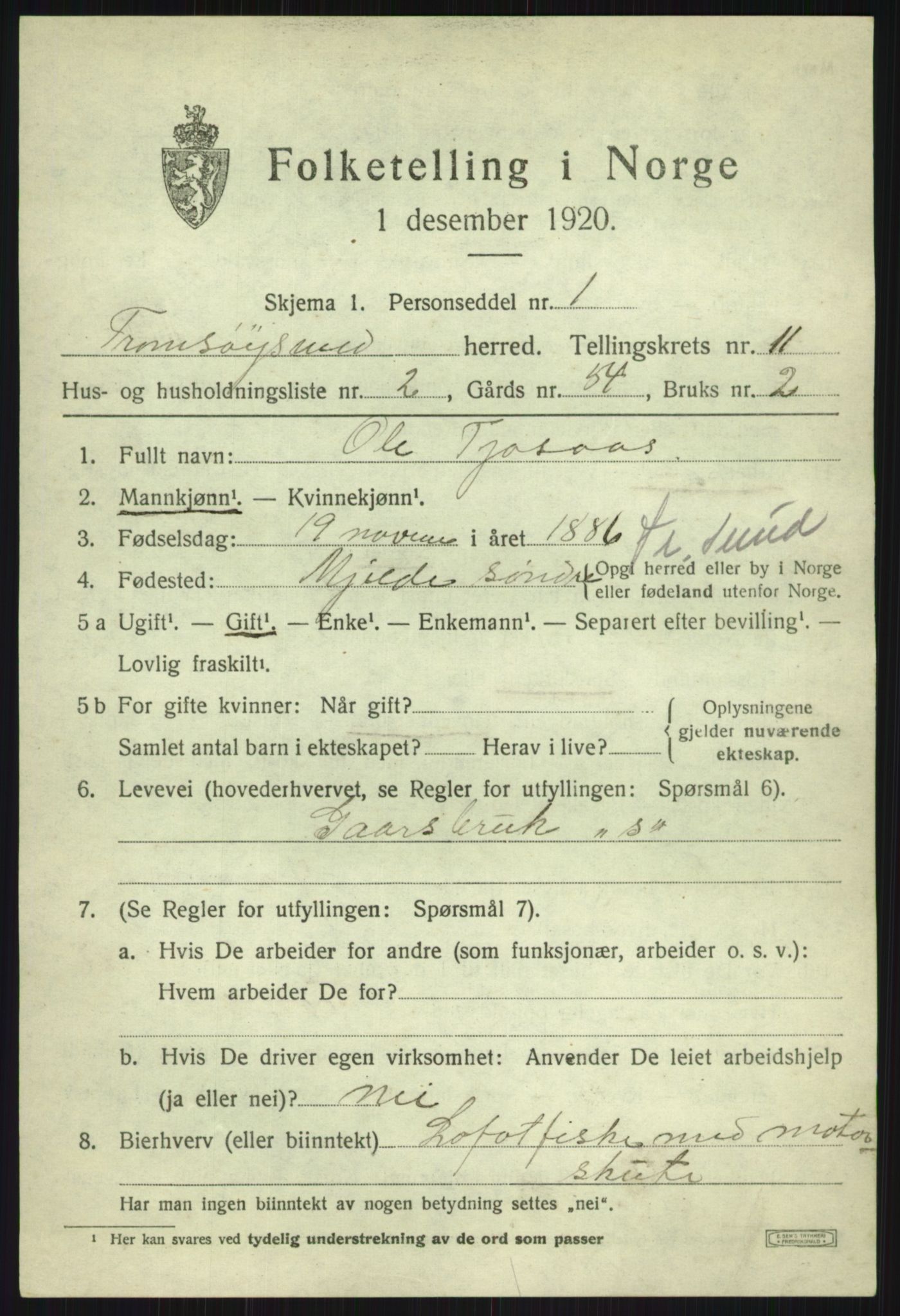 SATØ, 1920 census for Tromsøysund, 1920, p. 7250