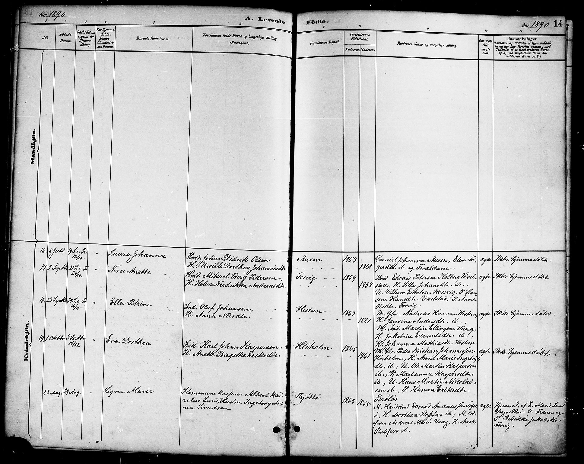 Ministerialprotokoller, klokkerbøker og fødselsregistre - Nordland, SAT/A-1459/819/L0277: Parish register (copy) no. 819C03, 1888-1917, p. 14