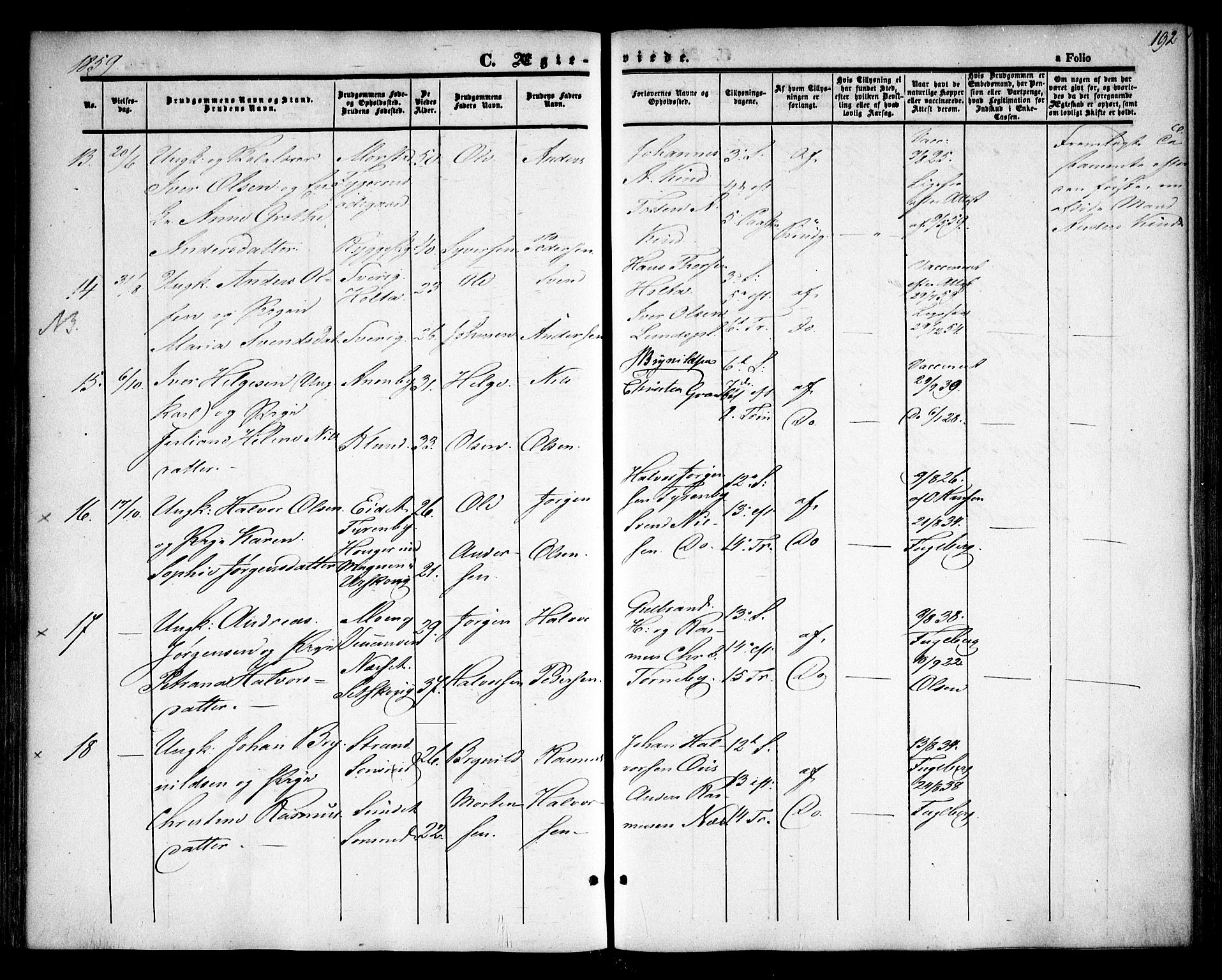 Rødenes prestekontor Kirkebøker, AV/SAO-A-2005/F/Fa/L0006: Parish register (official) no. I 6, 1850-1859, p. 192