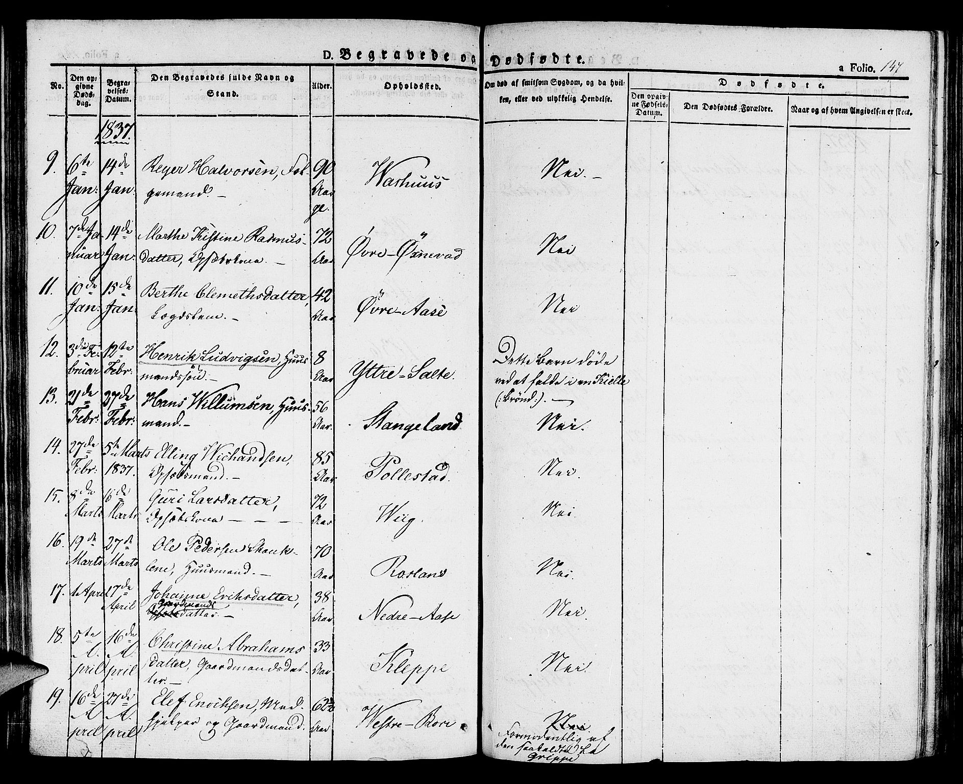 Klepp sokneprestkontor, SAST/A-101803/001/3/30BA/L0003: Parish register (official) no. A 3, 1833-1842, p. 147