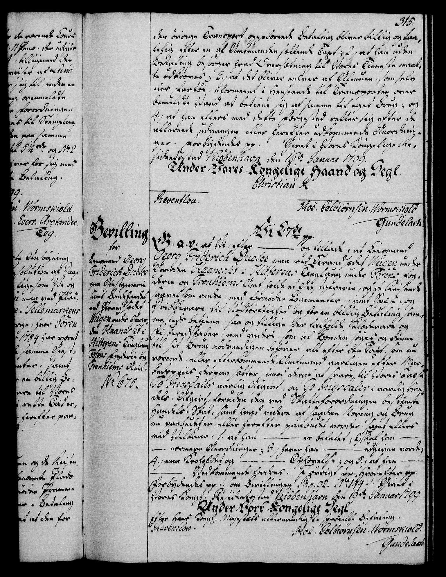 Rentekammeret, Kammerkanselliet, RA/EA-3111/G/Gg/Gga/L0016: Norsk ekspedisjonsprotokoll med register (merket RK 53.16), 1794-1800, p. 315