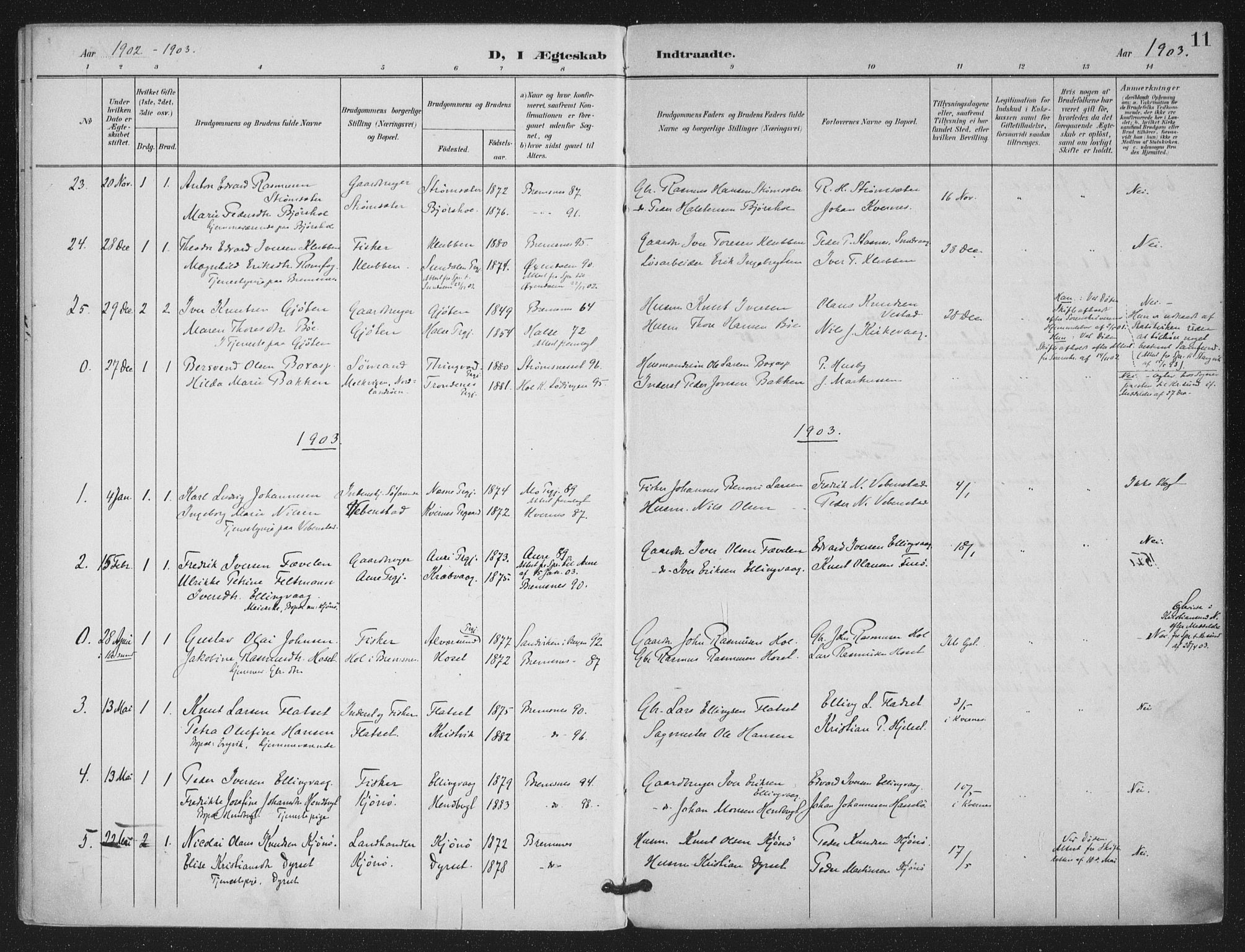 Ministerialprotokoller, klokkerbøker og fødselsregistre - Møre og Romsdal, SAT/A-1454/569/L0821: Parish register (official) no. 569A07, 1897-1907, p. 11