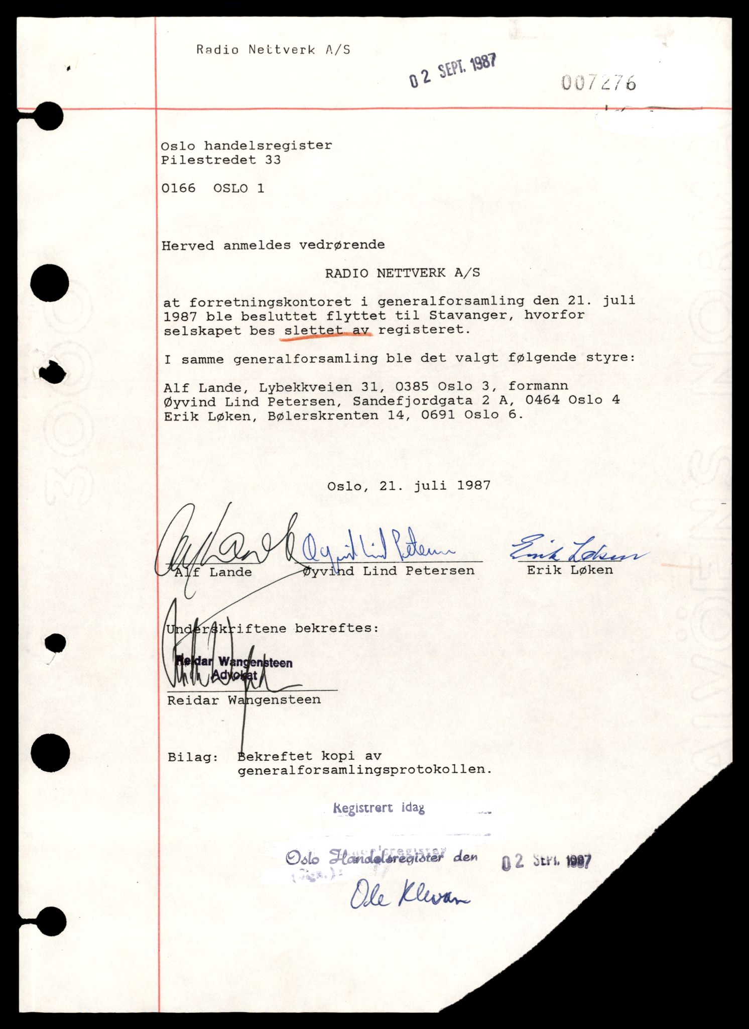 Oslo byfogd, Handelsregisteret, SAT/A-10867/G/Gb/Gbb/L0101: Registreringsmeldinger, R-Sta, 1987, p. 3
