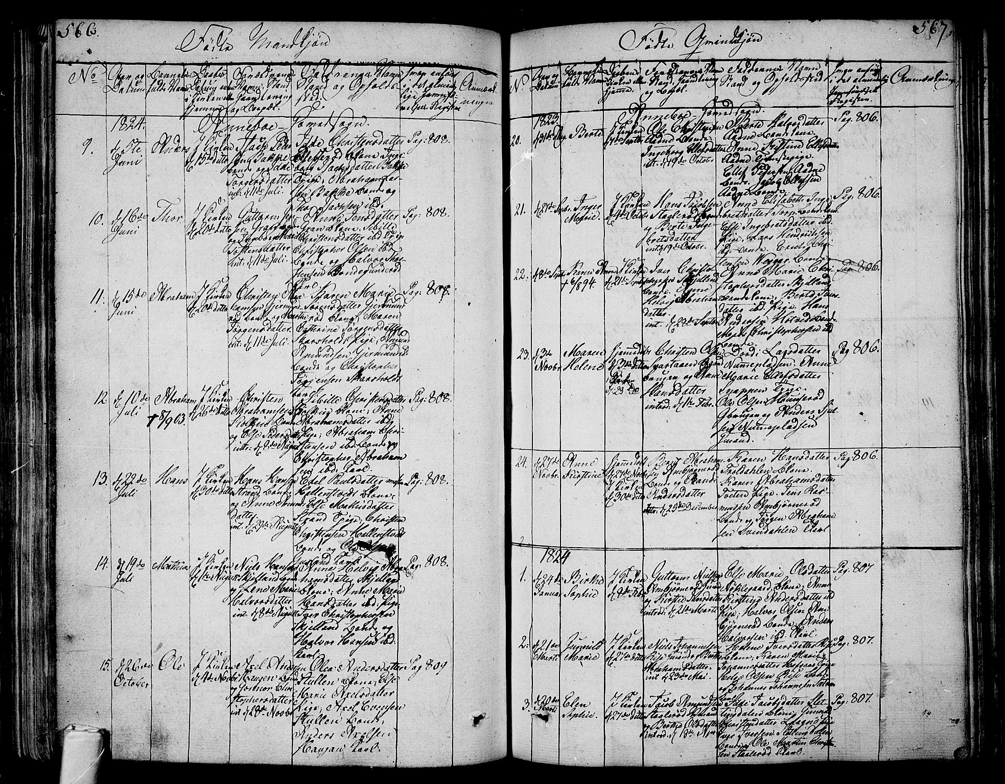 Andebu kirkebøker, SAKO/A-336/F/Fa/L0003: Parish register (official) no. 3 /1, 1803-1828, p. 566-567