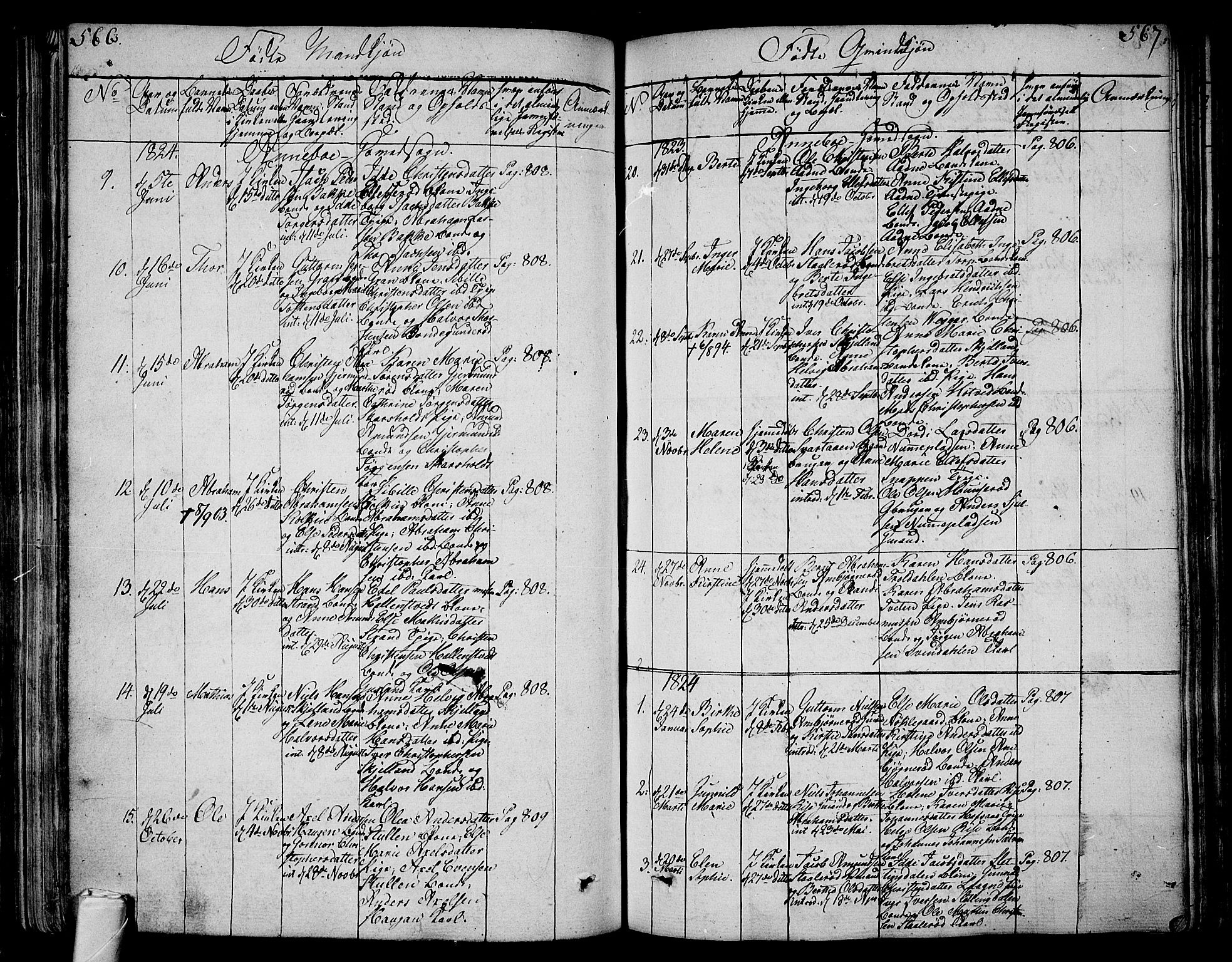 Andebu kirkebøker, AV/SAKO-A-336/F/Fa/L0003: Parish register (official) no. I 3 /1, 1803-1828, p. 566-567