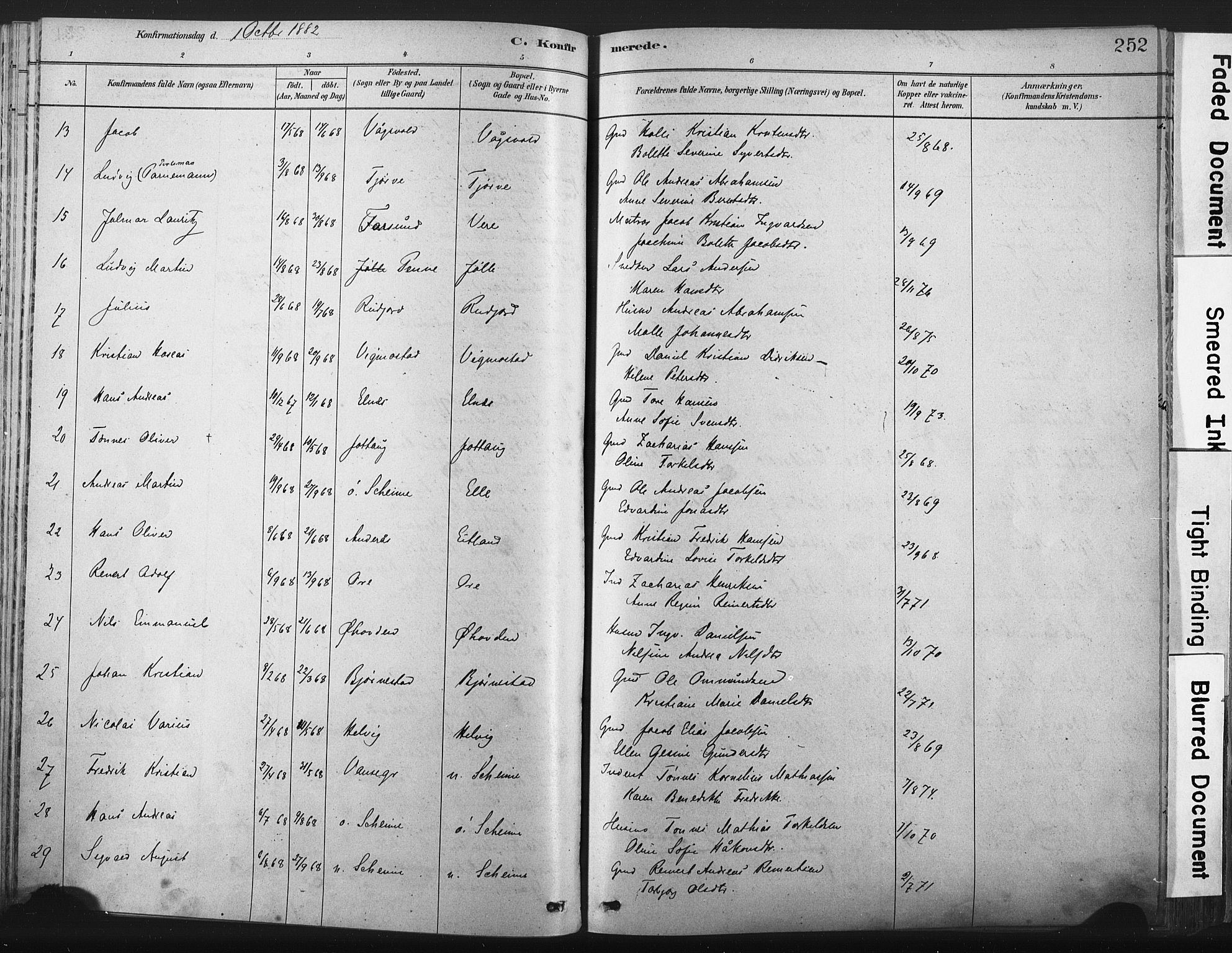 Lista sokneprestkontor, AV/SAK-1111-0027/F/Fa/L0012: Parish register (official) no. A 12, 1879-1903, p. 252