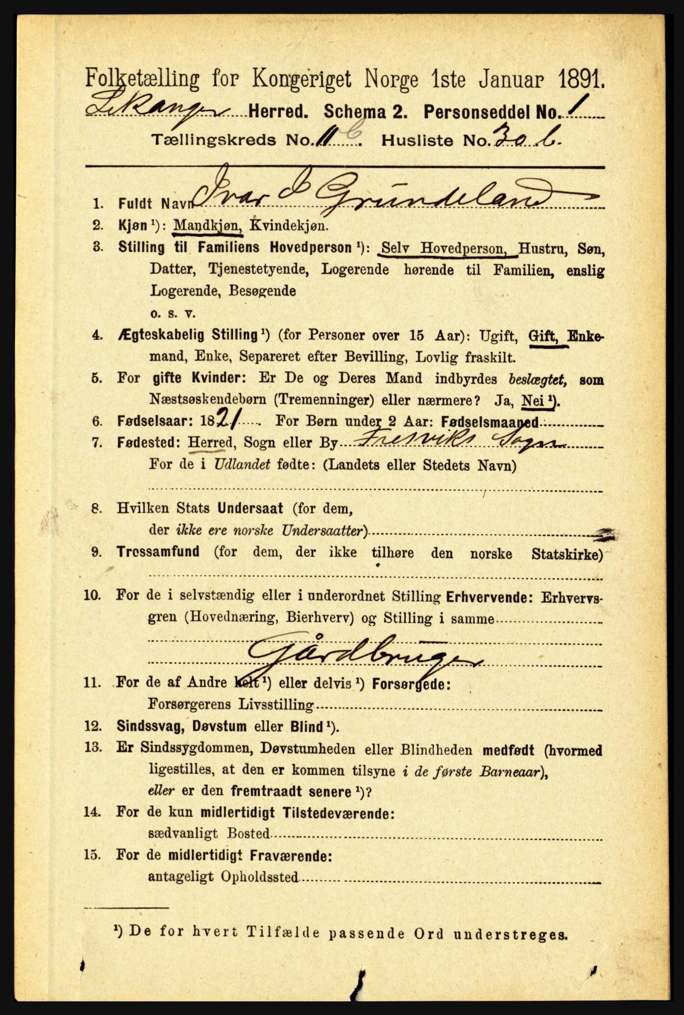 RA, 1891 census for 1419 Leikanger, 1891, p. 2319