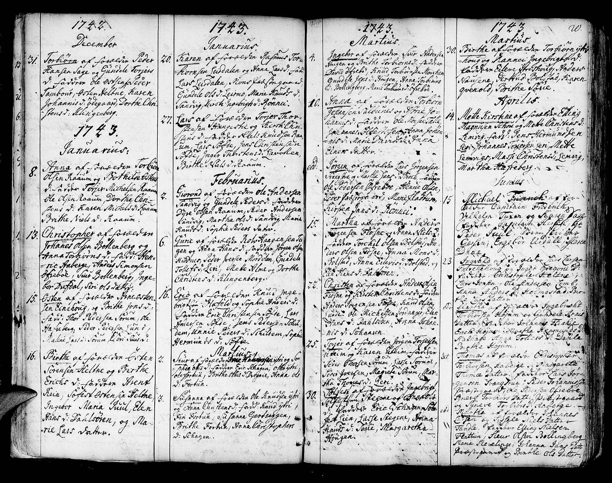 Luster sokneprestembete, SAB/A-81101/H/Haa/Haaa/L0001: Parish register (official) no. A 1, 1731-1803, p. 20