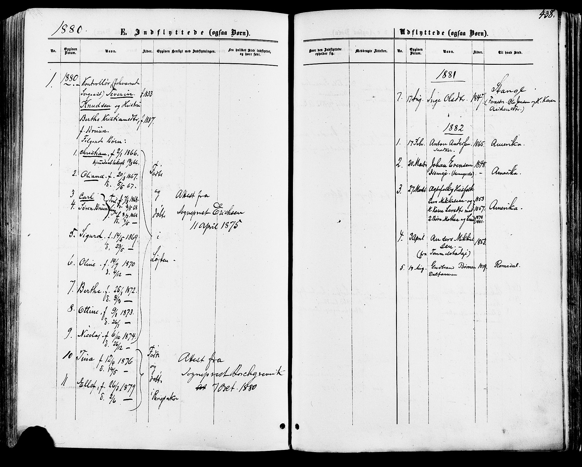 Vang prestekontor, Hedmark, AV/SAH-PREST-008/H/Ha/Haa/L0015: Parish register (official) no. 15, 1871-1885, p. 438