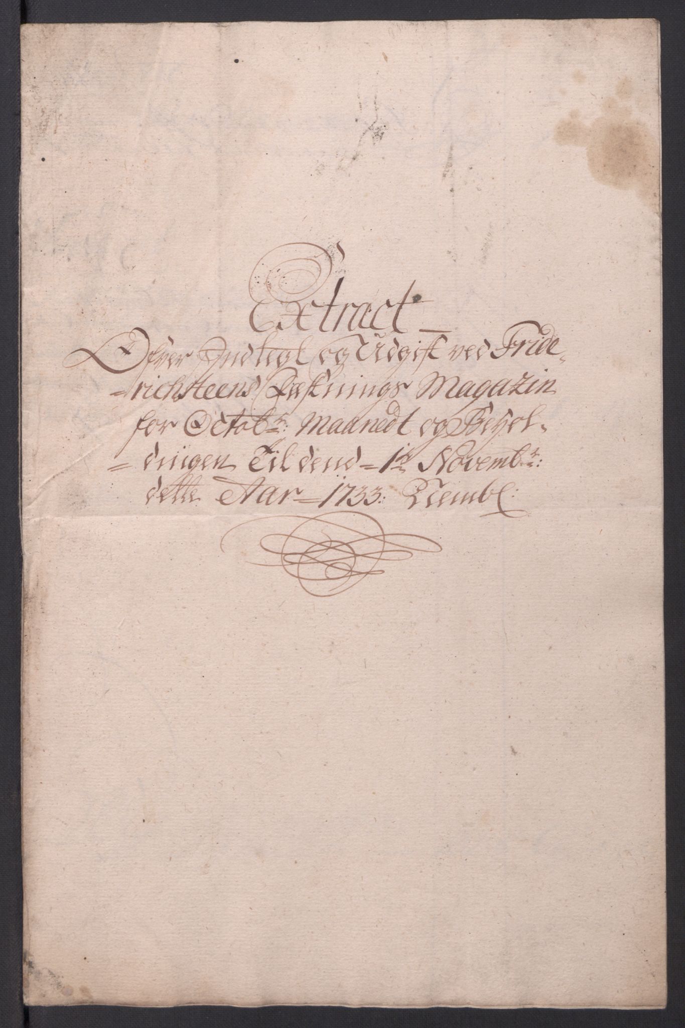 Kommanderende general (KG I) med Det norske krigsdirektorium, AV/RA-EA-5419/D/L0154: Fredriksten festning: Brev, inventarfortegnelser og regnskapsekstrakter, 1730-1739, p. 181