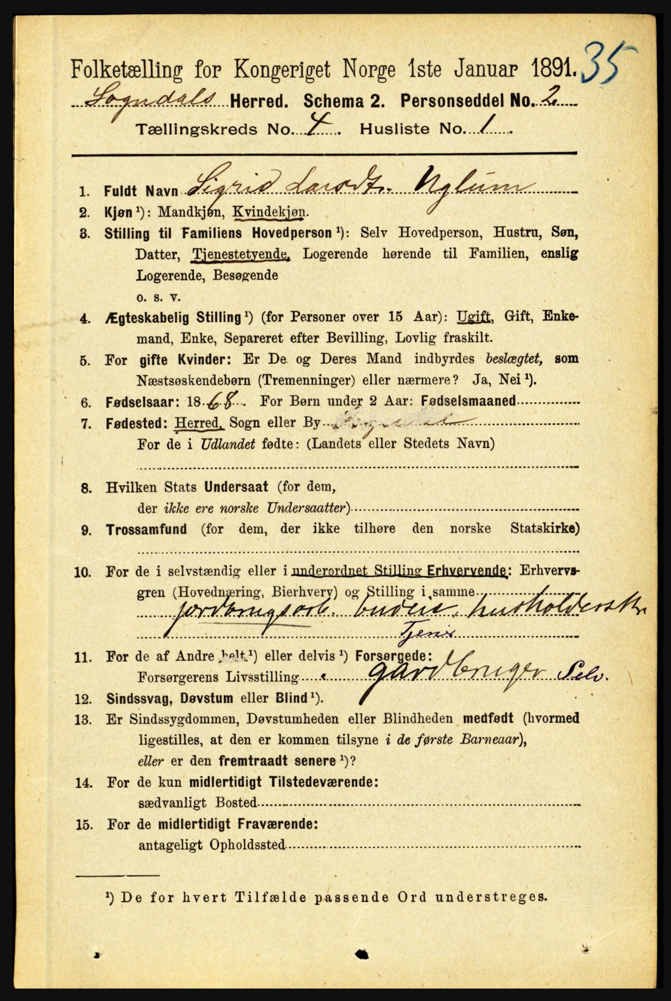 RA, 1891 census for 1420 Sogndal, 1891, p. 1897