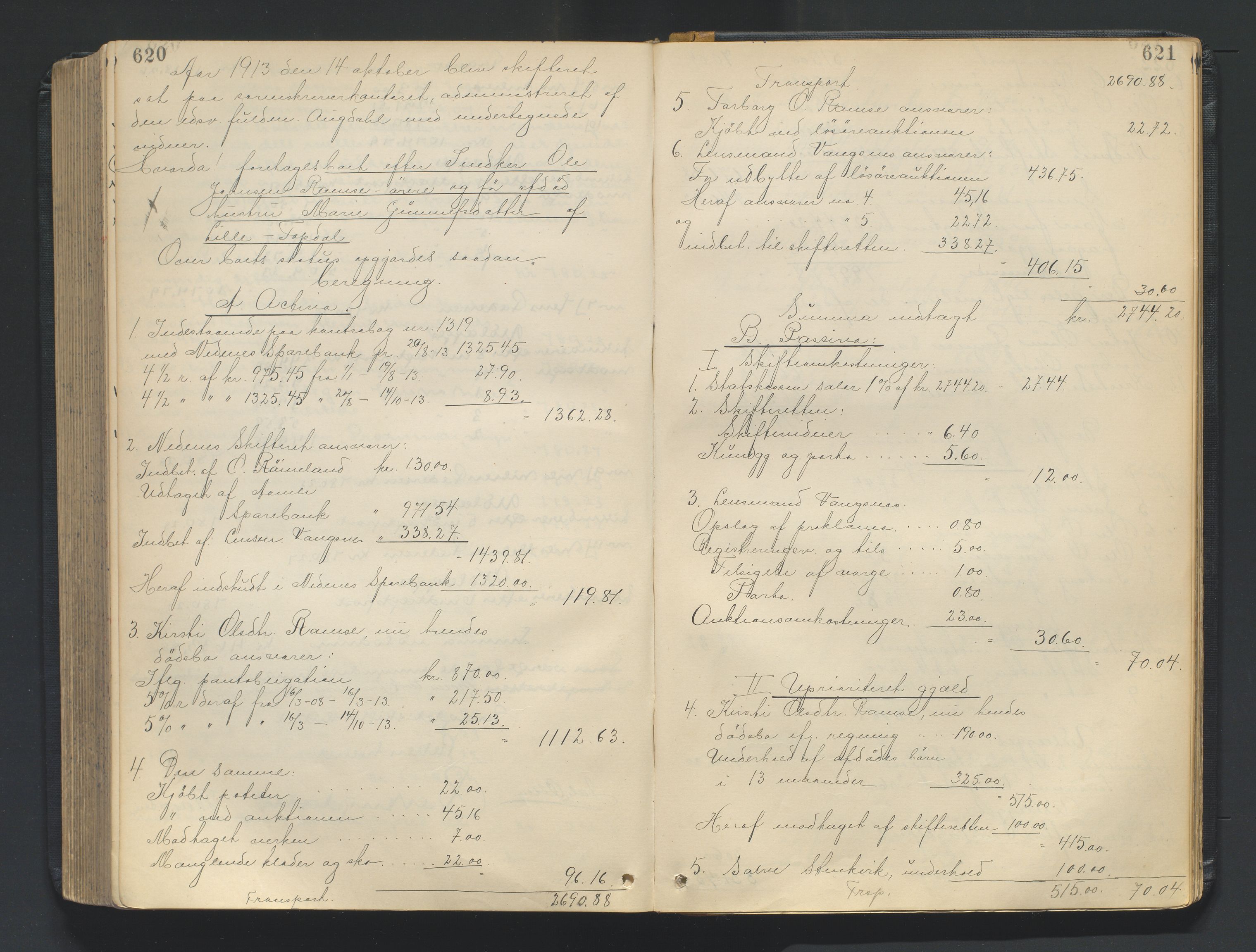 Nedenes sorenskriveri, AV/SAK-1221-0006/H/Hc/L0020: Skifteutlodningsprotokoll nr 6 med register, 1904-1913, p. 620-621