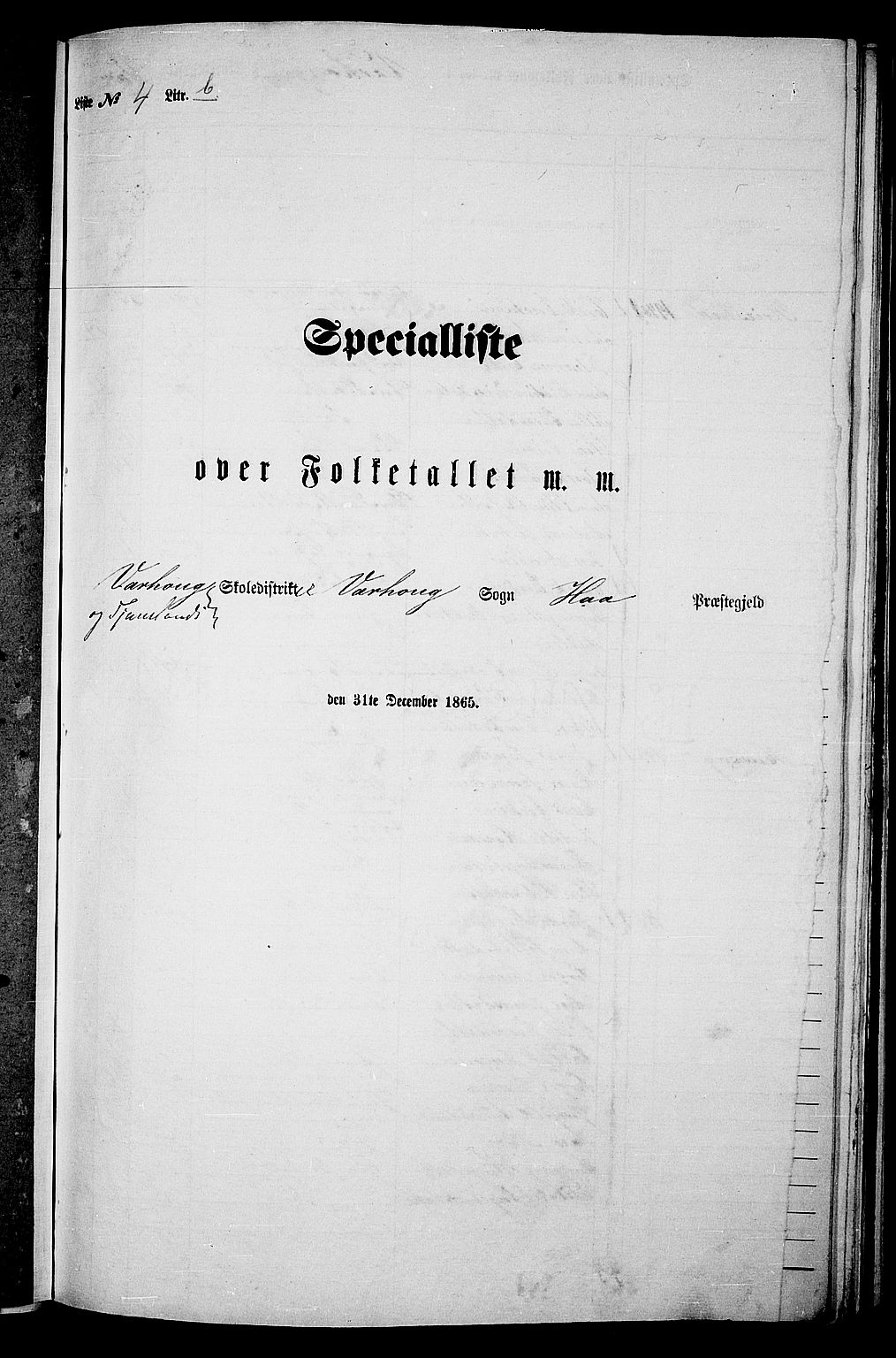 RA, 1865 census for Hå, 1865, p. 82