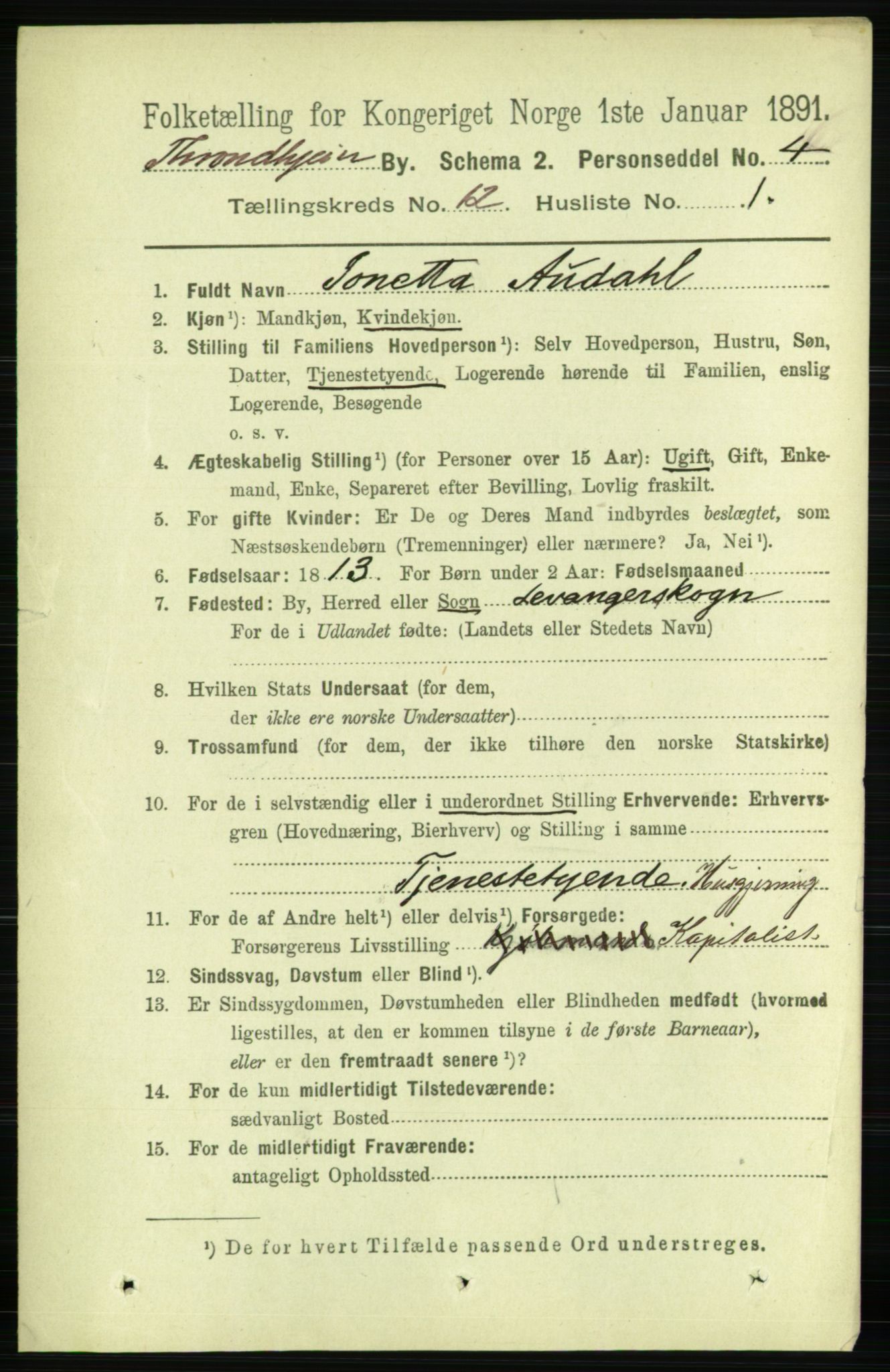 RA, 1891 census for 1601 Trondheim, 1891, p. 9429