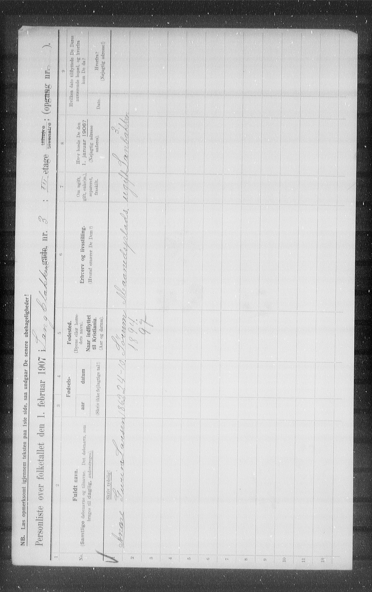 OBA, Municipal Census 1907 for Kristiania, 1907, p. 28730