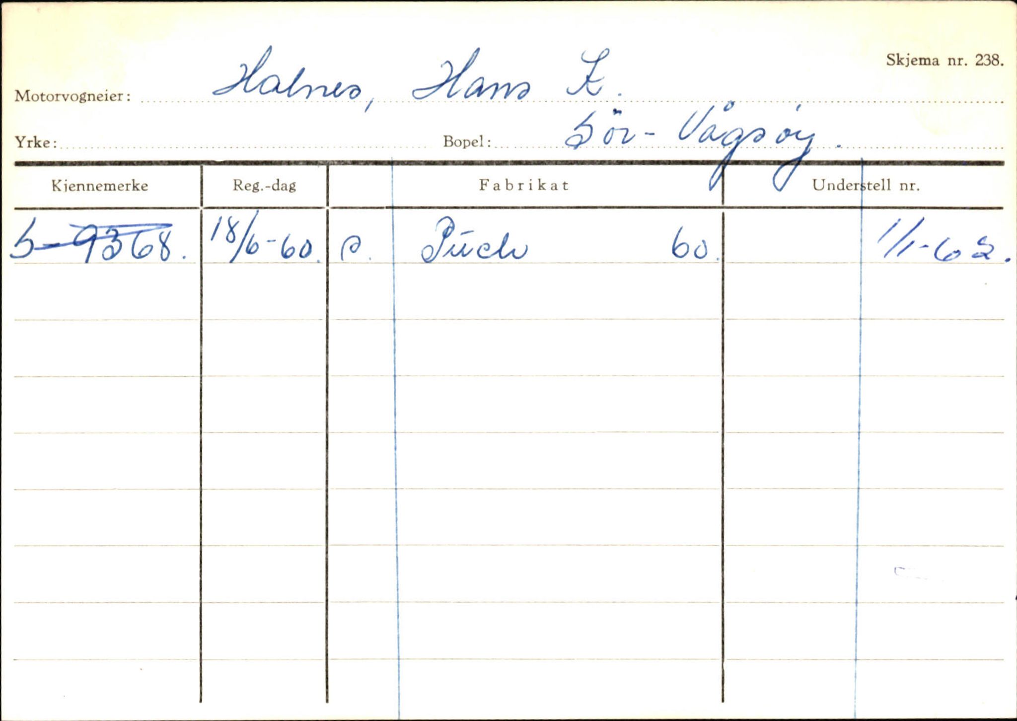 Statens vegvesen, Sogn og Fjordane vegkontor, AV/SAB-A-5301/4/F/L0144: Registerkort Vågsøy A-R, 1945-1975, p. 823