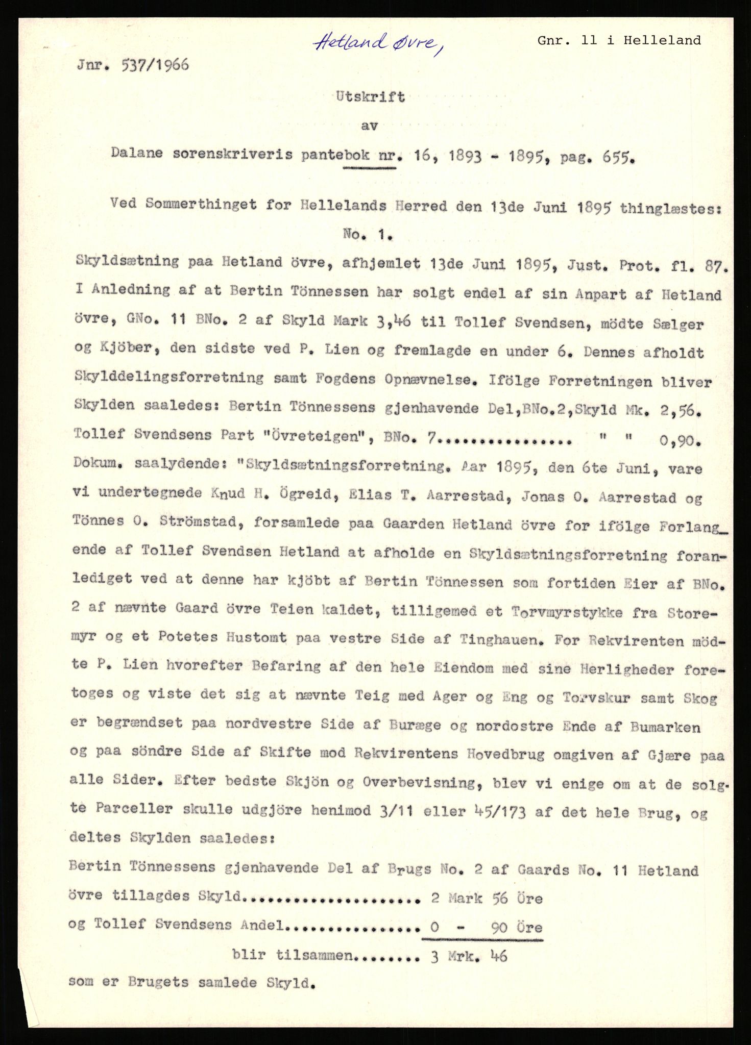 Statsarkivet i Stavanger, SAST/A-101971/03/Y/Yj/L0036: Avskrifter sortert etter gårdsnavn: Hervik - Hetland i Høyland, 1750-1930, p. 528