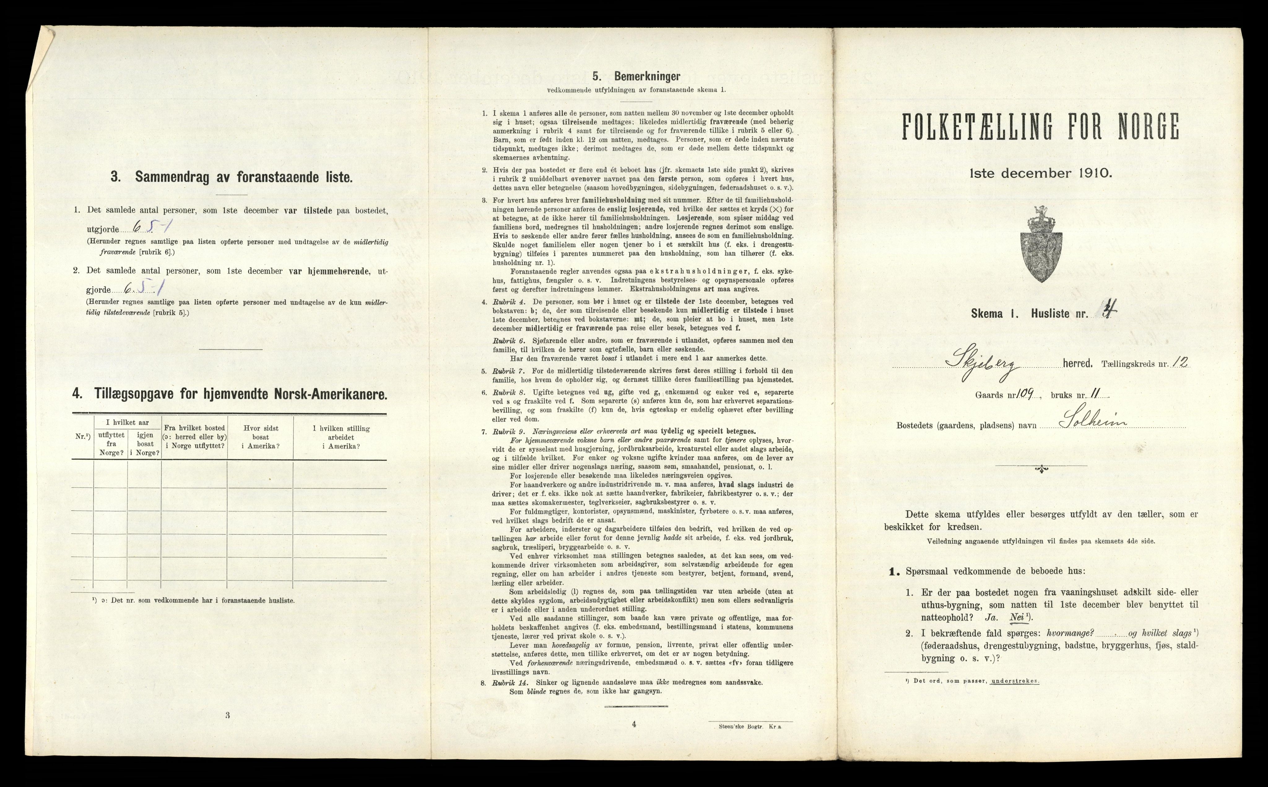 RA, 1910 census for Skjeberg, 1910, p. 1630