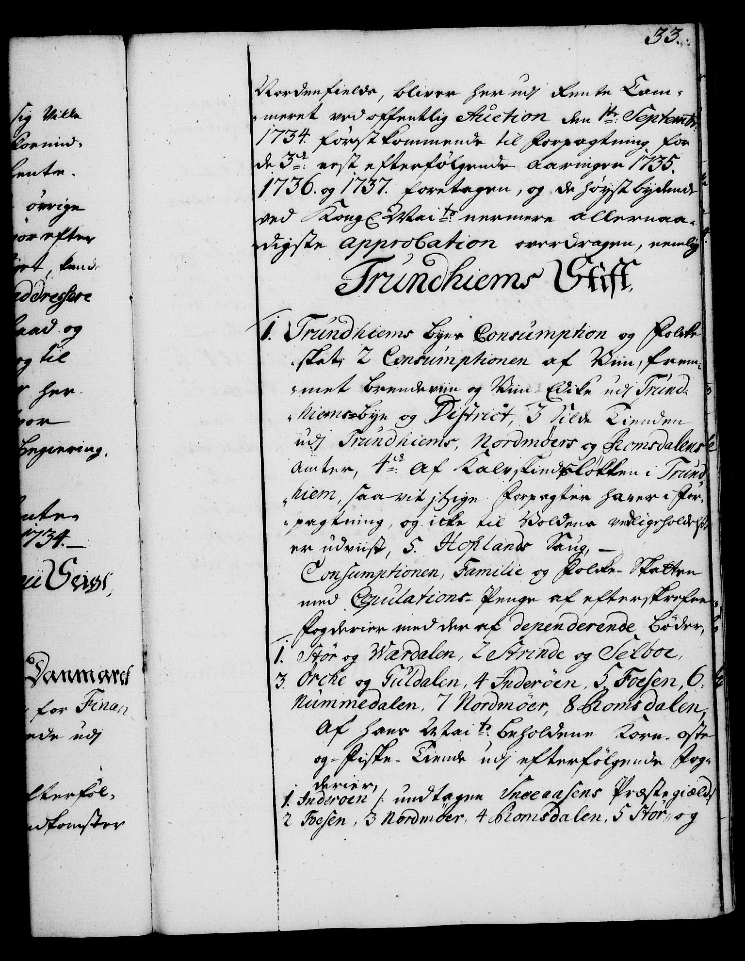 Rentekammeret, Kammerkanselliet, RA/EA-3111/G/Gg/Gga/L0004: Norsk ekspedisjonsprotokoll med register (merket RK 53.4), 1734-1741, p. 33