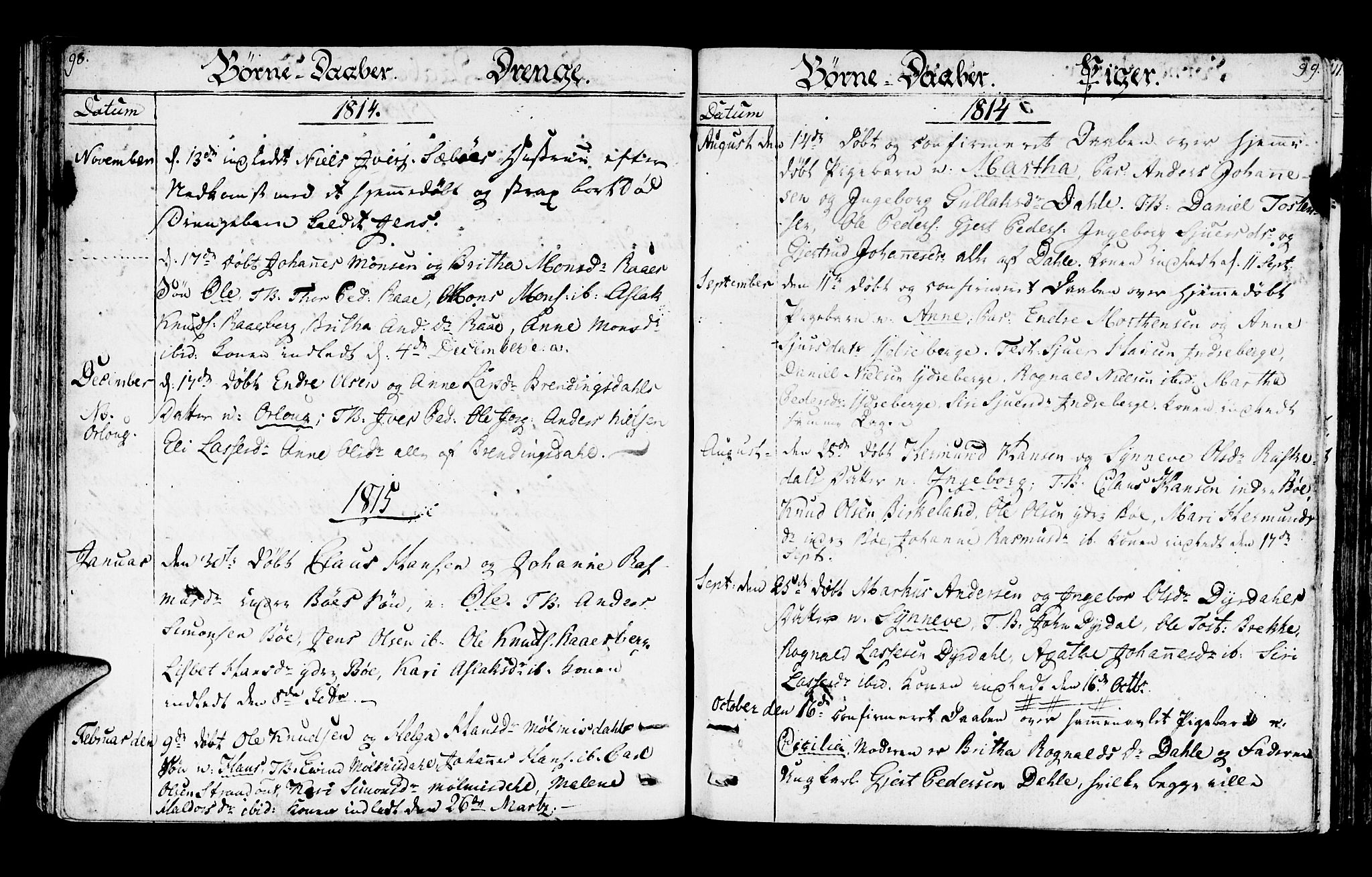 Lavik sokneprestembete, AV/SAB-A-80901: Parish register (official) no. A 1, 1809-1822, p. 98-99