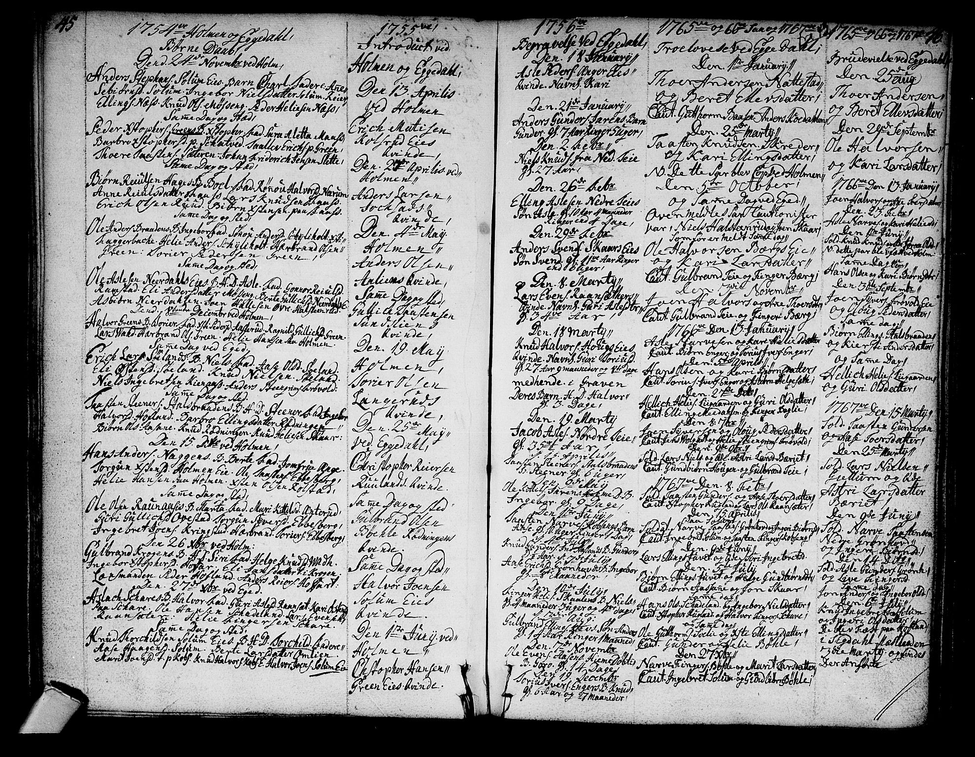 Sigdal kirkebøker, SAKO/A-245/F/Fa/L0001: Parish register (official) no. I 1, 1722-1777, p. 45-46