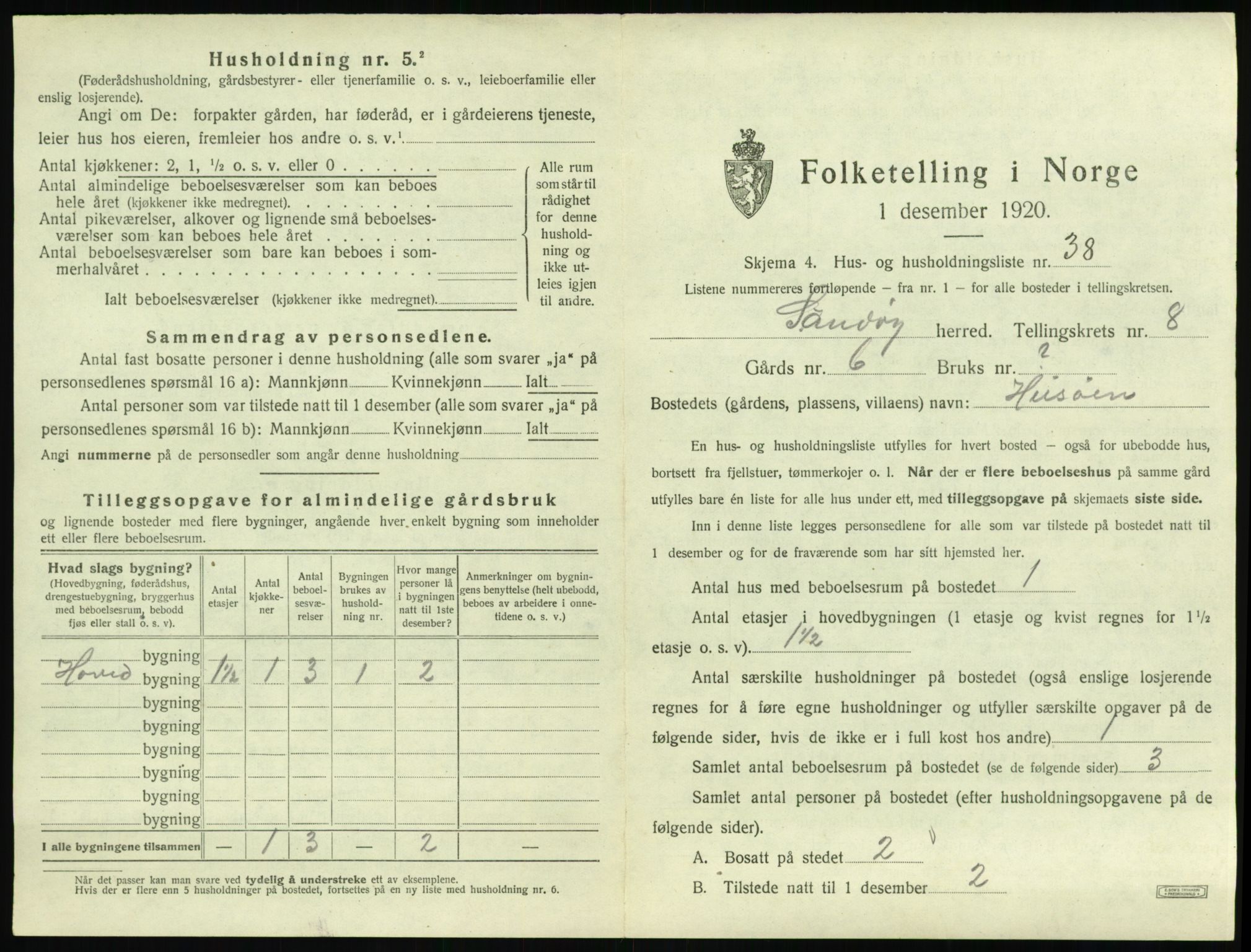 SAT, 1920 census for Sandøy, 1920, p. 432