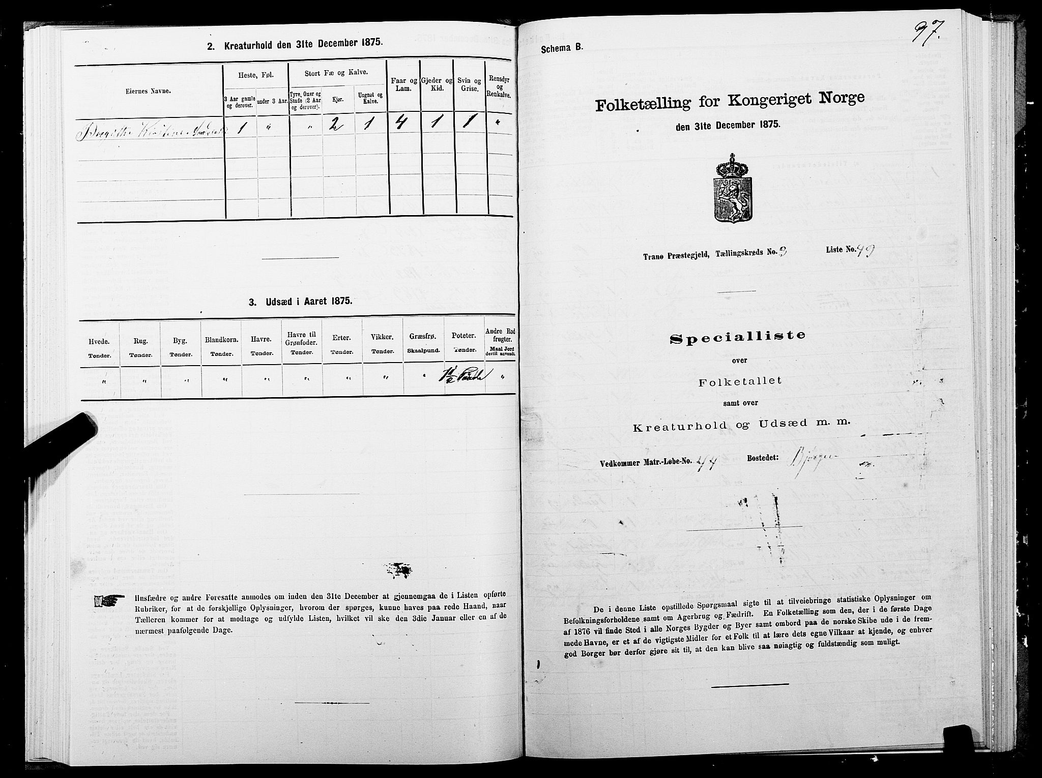 SATØ, 1875 census for 1927P Tranøy, 1875, p. 2097