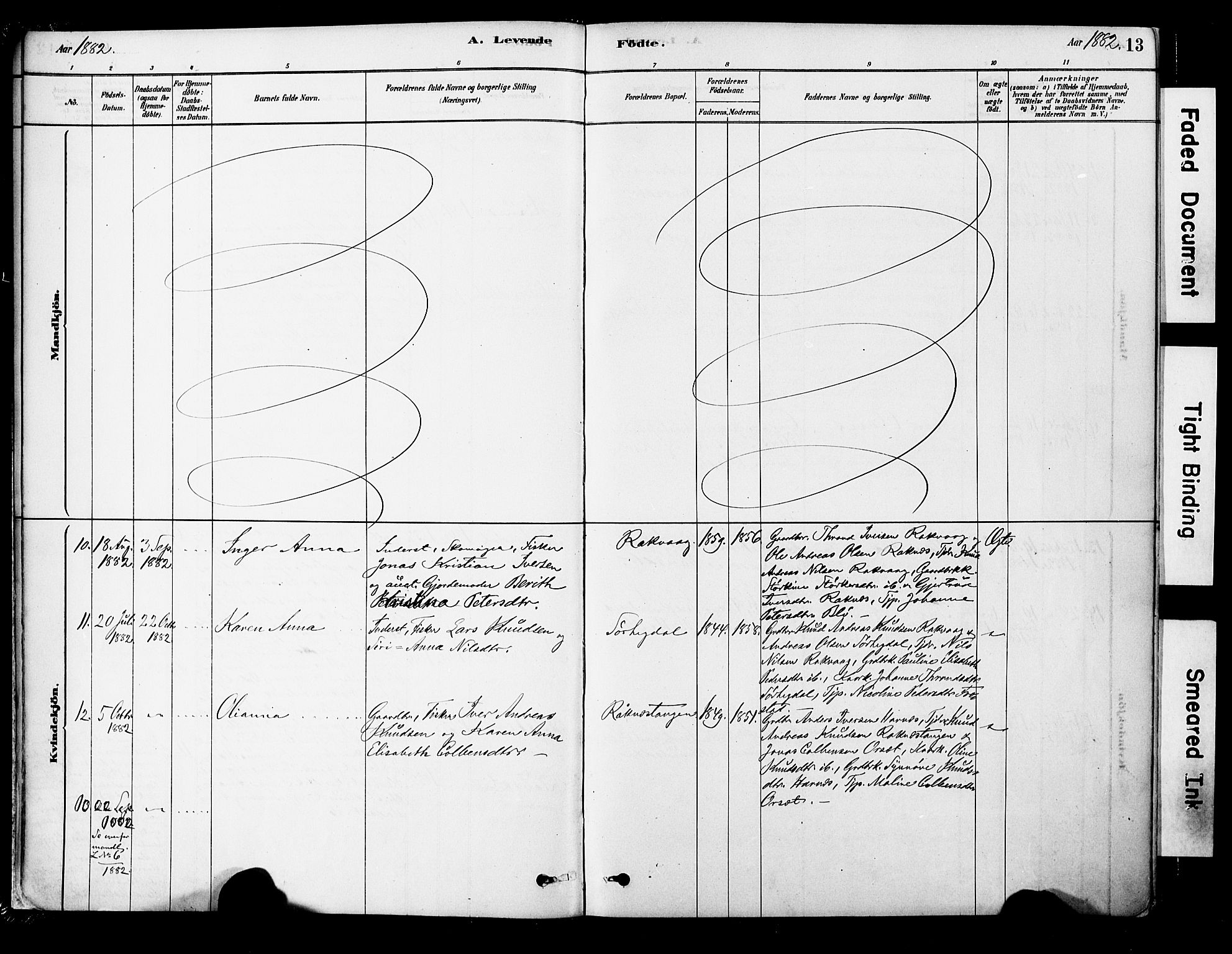 Ministerialprotokoller, klokkerbøker og fødselsregistre - Møre og Romsdal, AV/SAT-A-1454/563/L0736: Parish register (official) no. 563A01, 1878-1903, p. 13