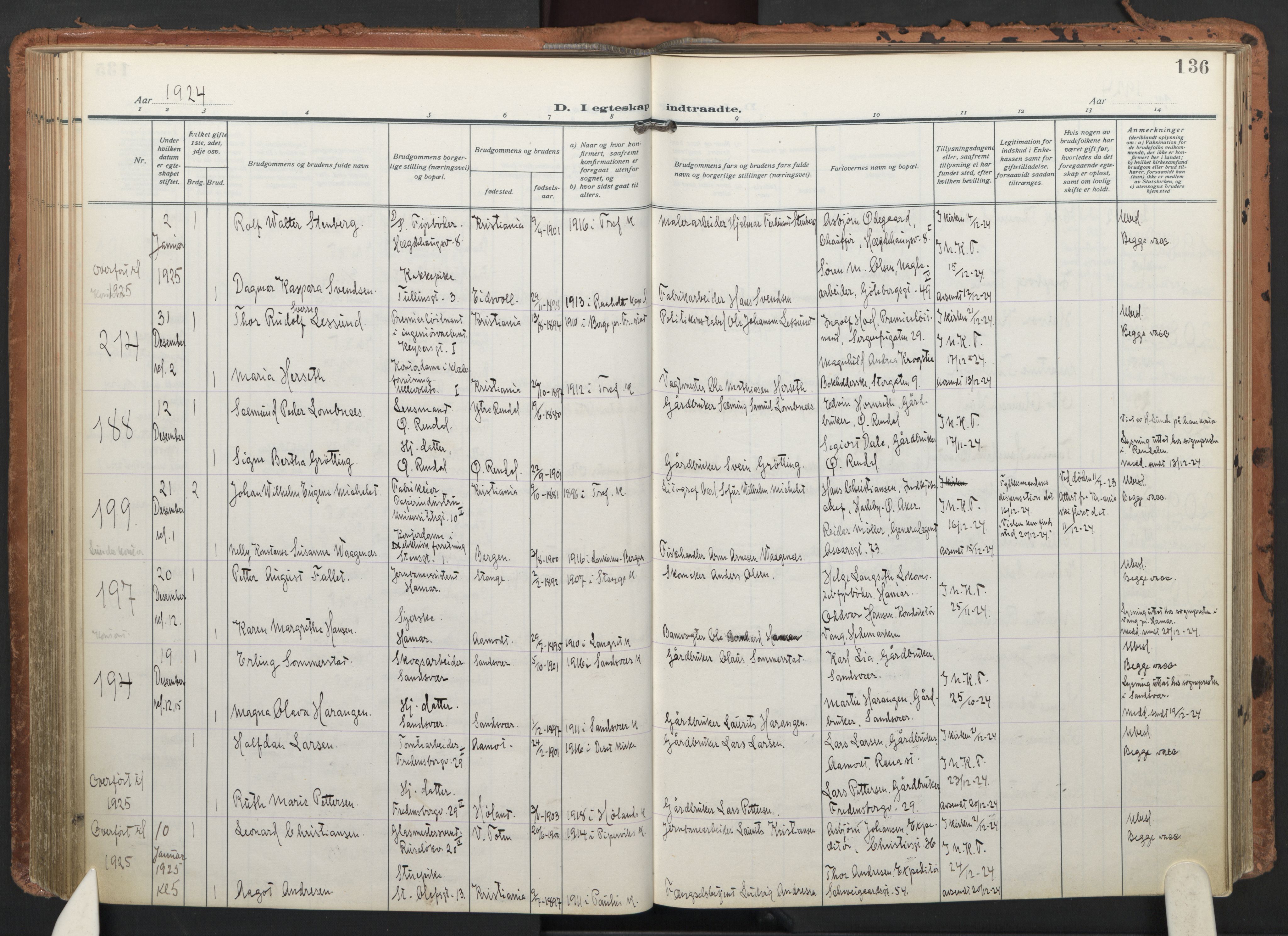 Trefoldighet prestekontor Kirkebøker, AV/SAO-A-10882/F/Fc/L0008: Parish register (official) no. III 8, 1920-1932, p. 136