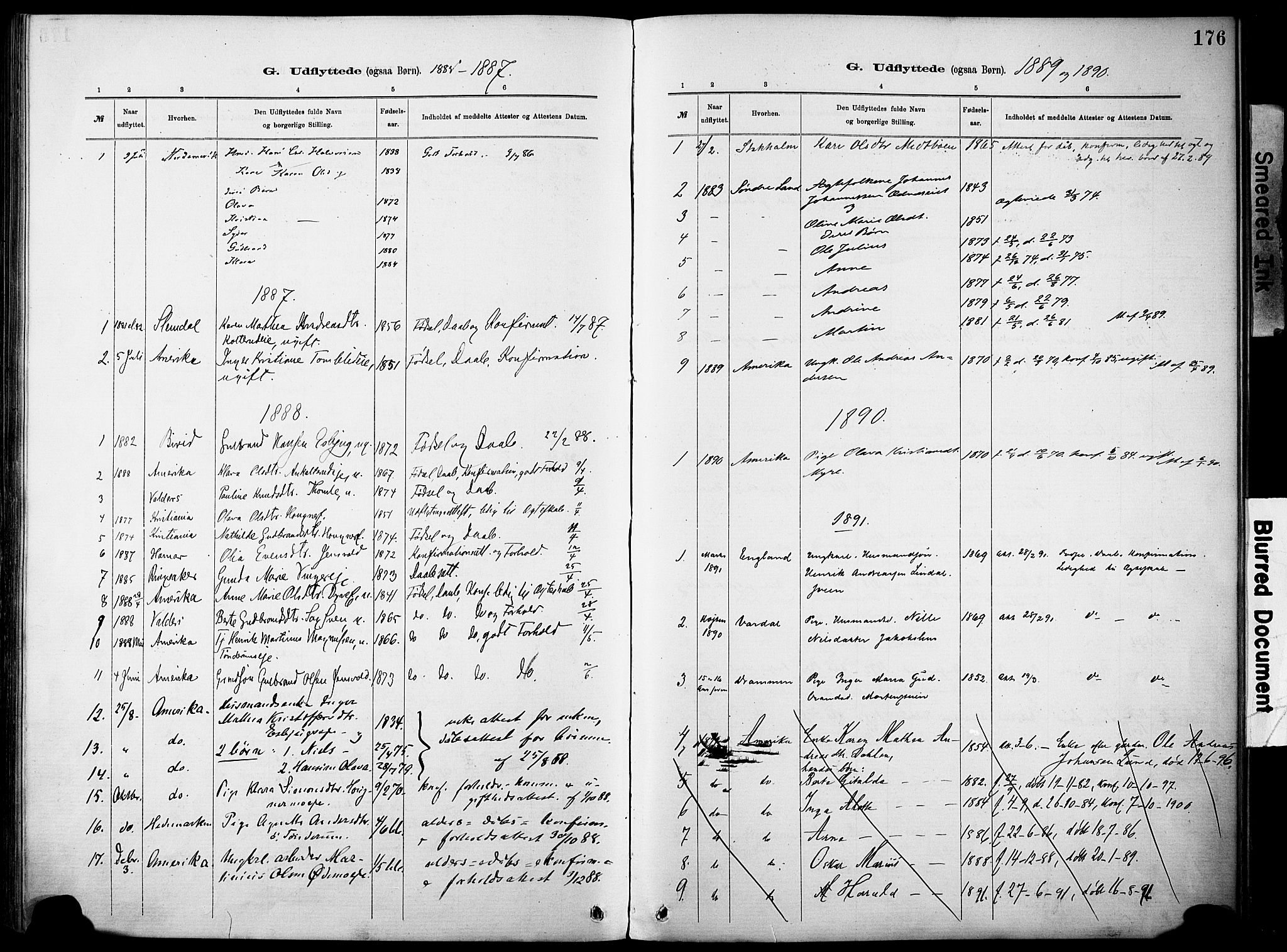 Nordre Land prestekontor, AV/SAH-PREST-124/H/Ha/Haa/L0005: Parish register (official) no. 5, 1882-1903, p. 176