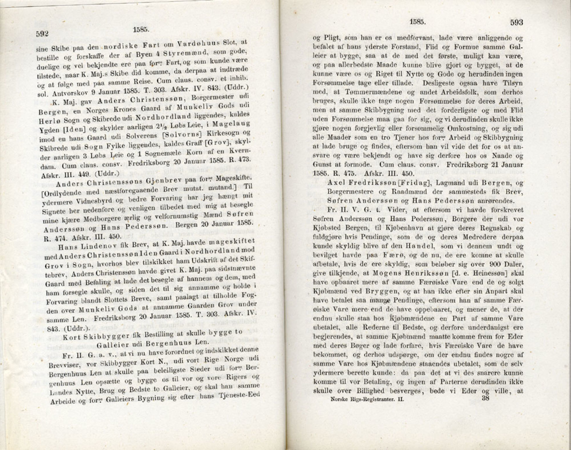 Publikasjoner utgitt av Det Norske Historiske Kildeskriftfond, PUBL/-/-/-: Norske Rigs-Registranter, bind 2, 1572-1588, p. 592-593