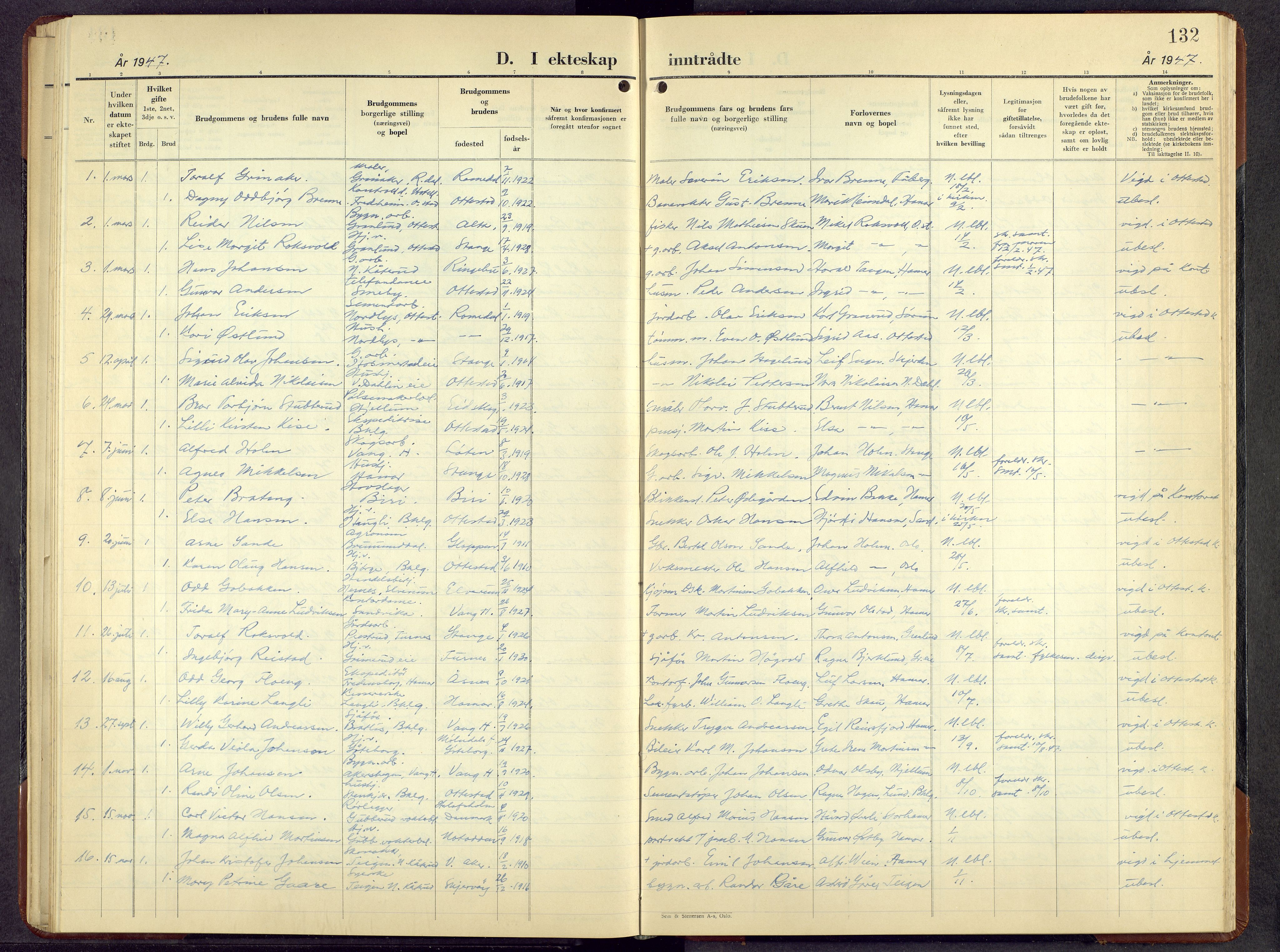 Stange prestekontor, SAH/PREST-002/L/L0023: Parish register (copy) no. 23, 1948-1966, p. 132