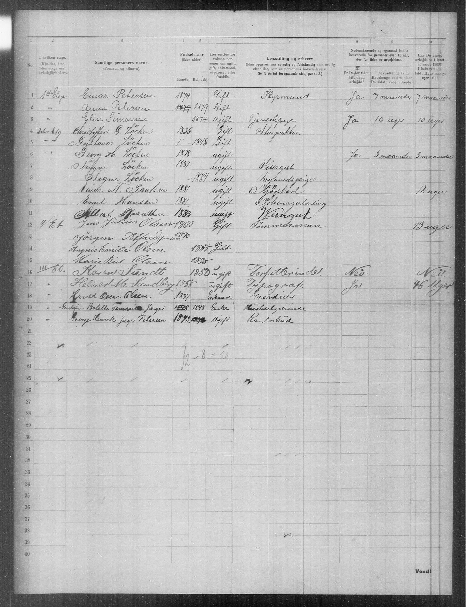 OBA, Municipal Census 1903 for Kristiania, 1903, p. 8605