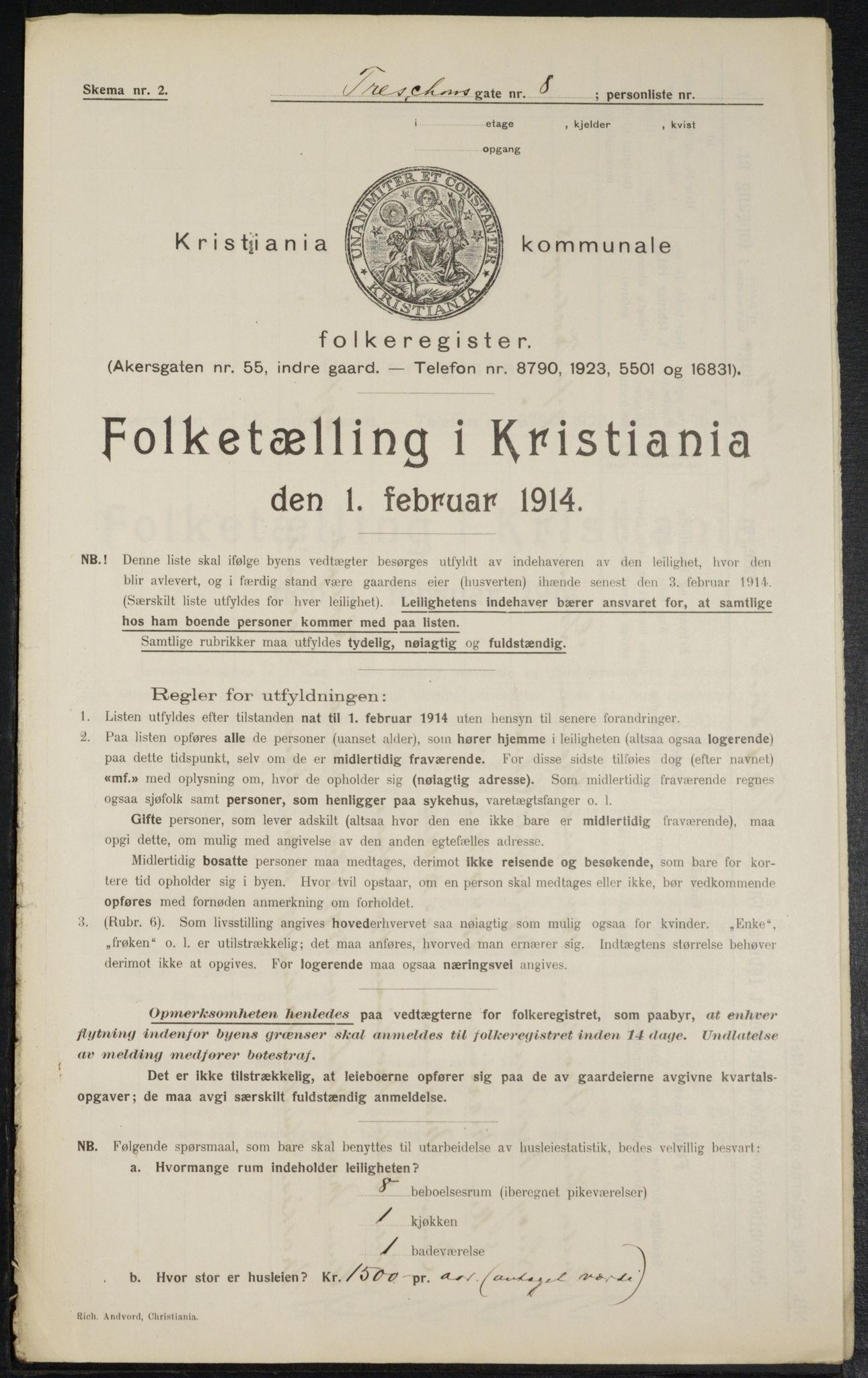 OBA, Municipal Census 1914 for Kristiania, 1914, p. 116411