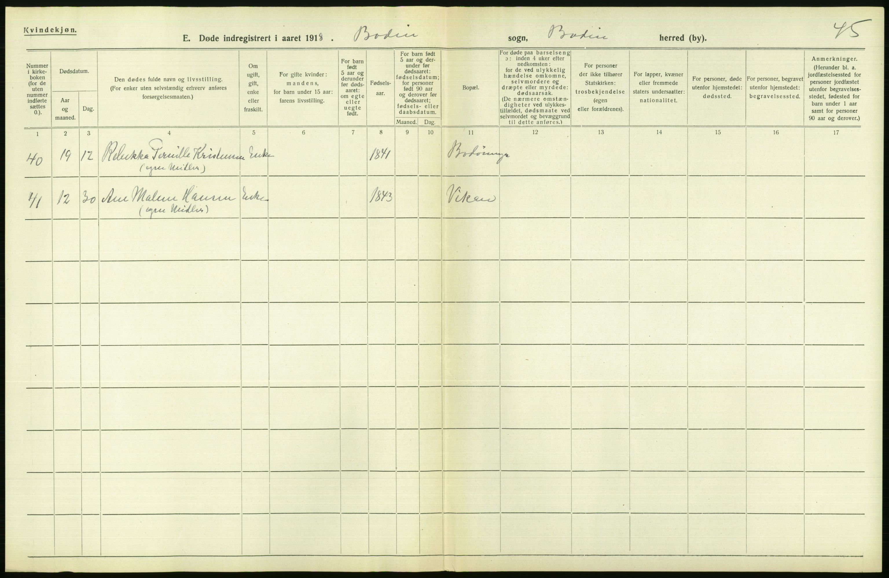 Statistisk sentralbyrå, Sosiodemografiske emner, Befolkning, RA/S-2228/D/Df/Dfb/Dfbh/L0055: Nordland fylke: Døde. Bygder og byer., 1918, p. 514