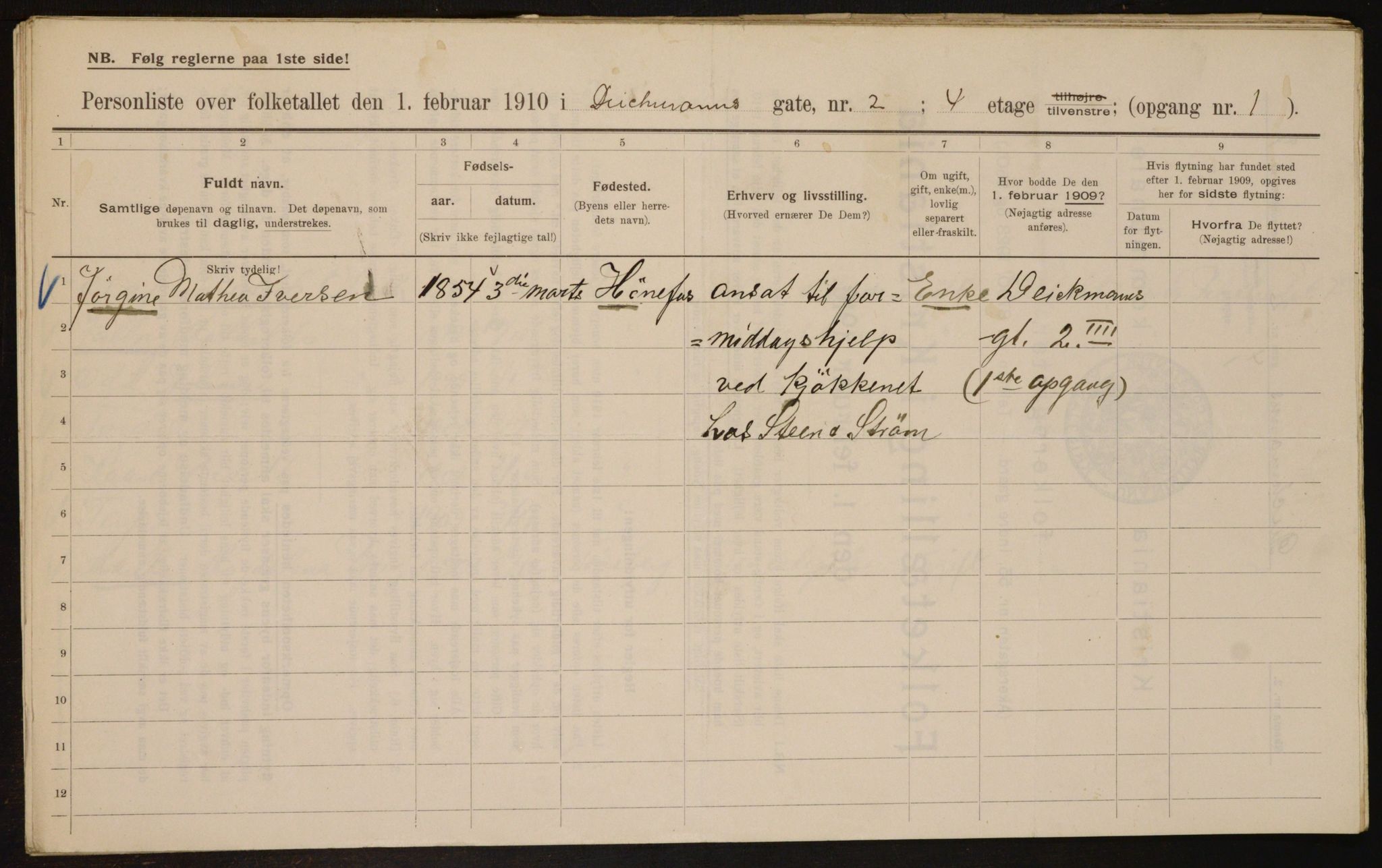 OBA, Municipal Census 1910 for Kristiania, 1910, p. 14772